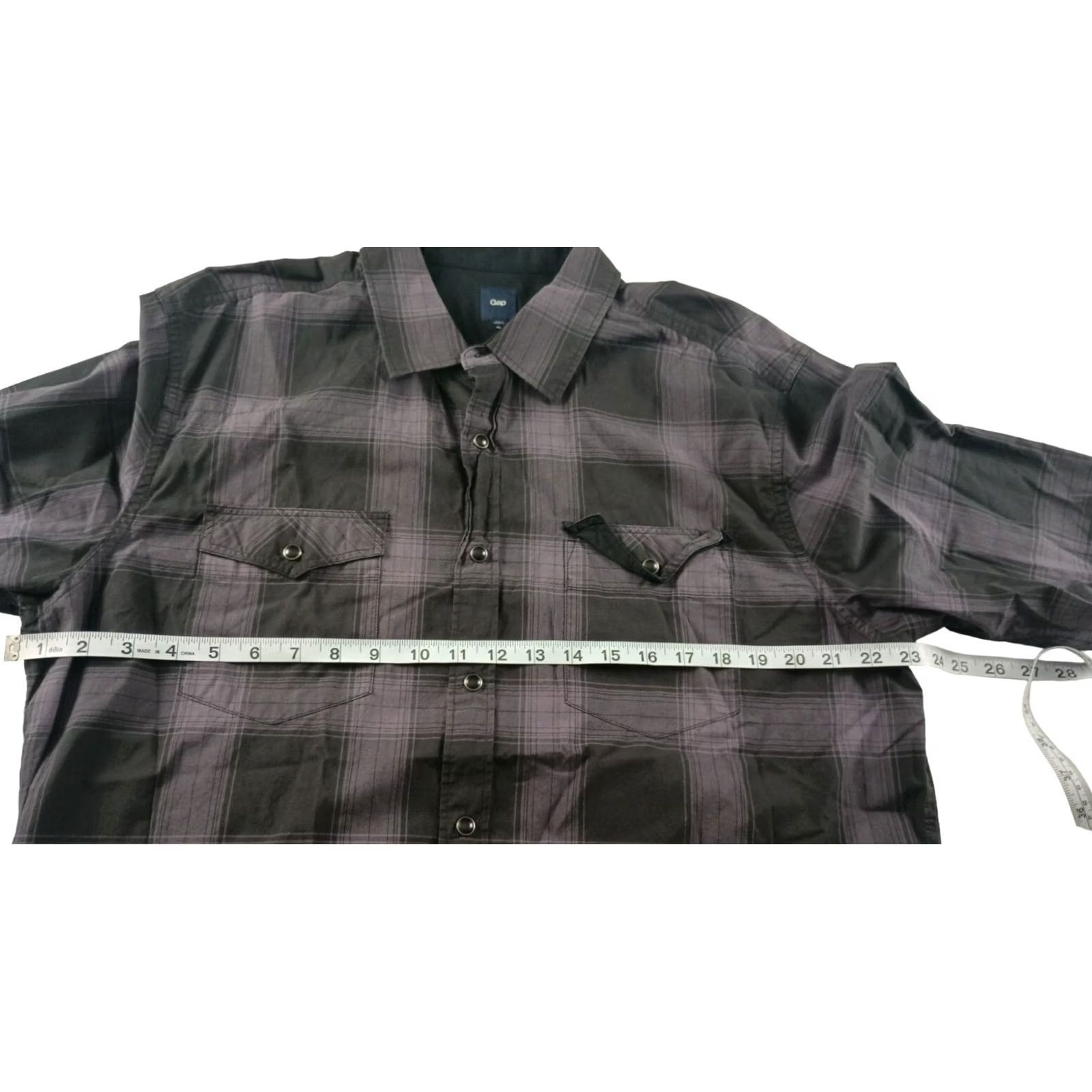 Gap Gap Button-Up Shirt Plaid Purple Black XL L/S Pockets Cowboy Western Mens Size US XL / EU 56 / 4 - 4 Thumbnail