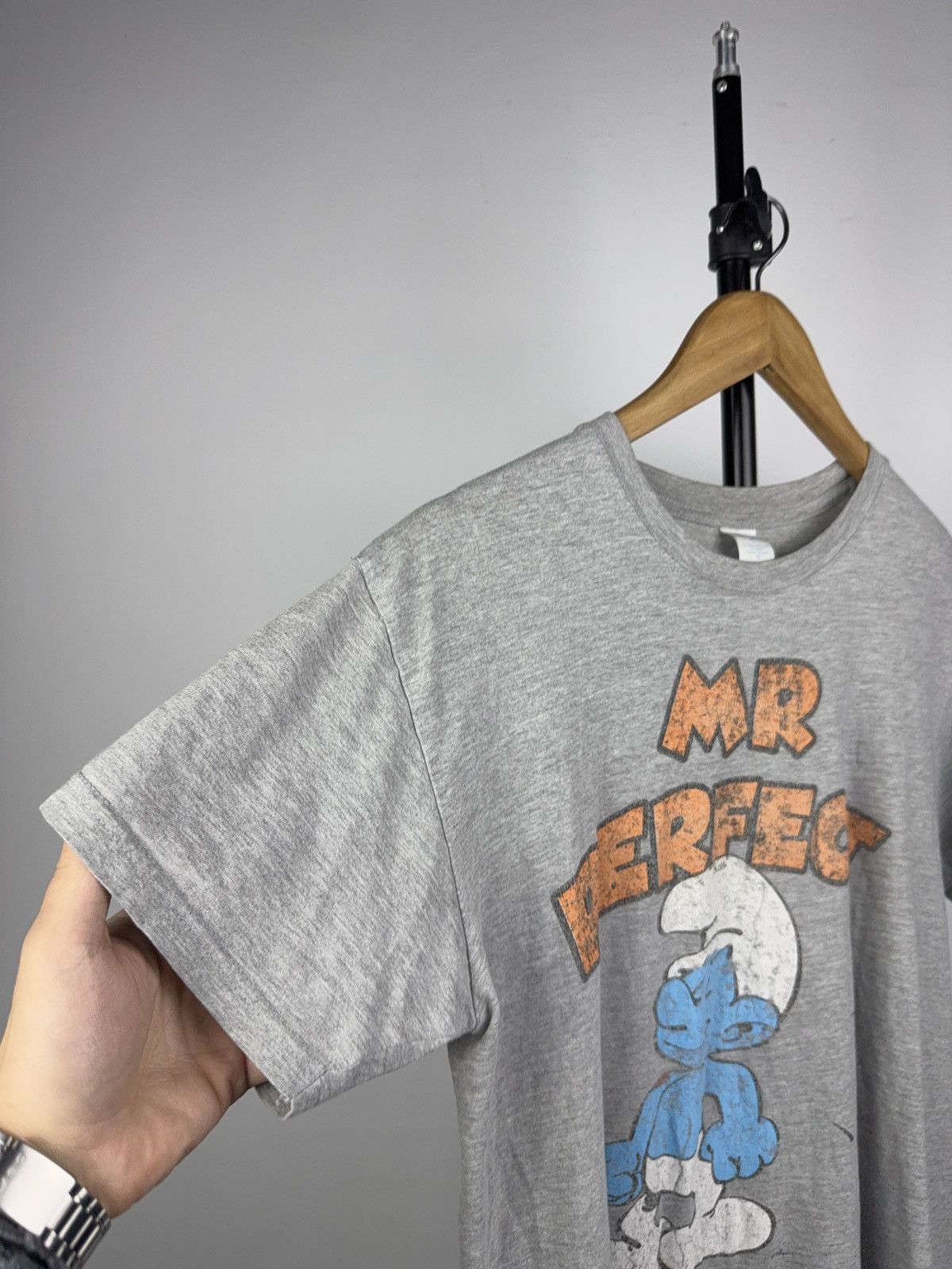 Vintage Vintage 2011 The Smurfs “Mr Perfect” Grey Graphic Tee M Size US M / EU 48-50 / 2 - 5 Thumbnail
