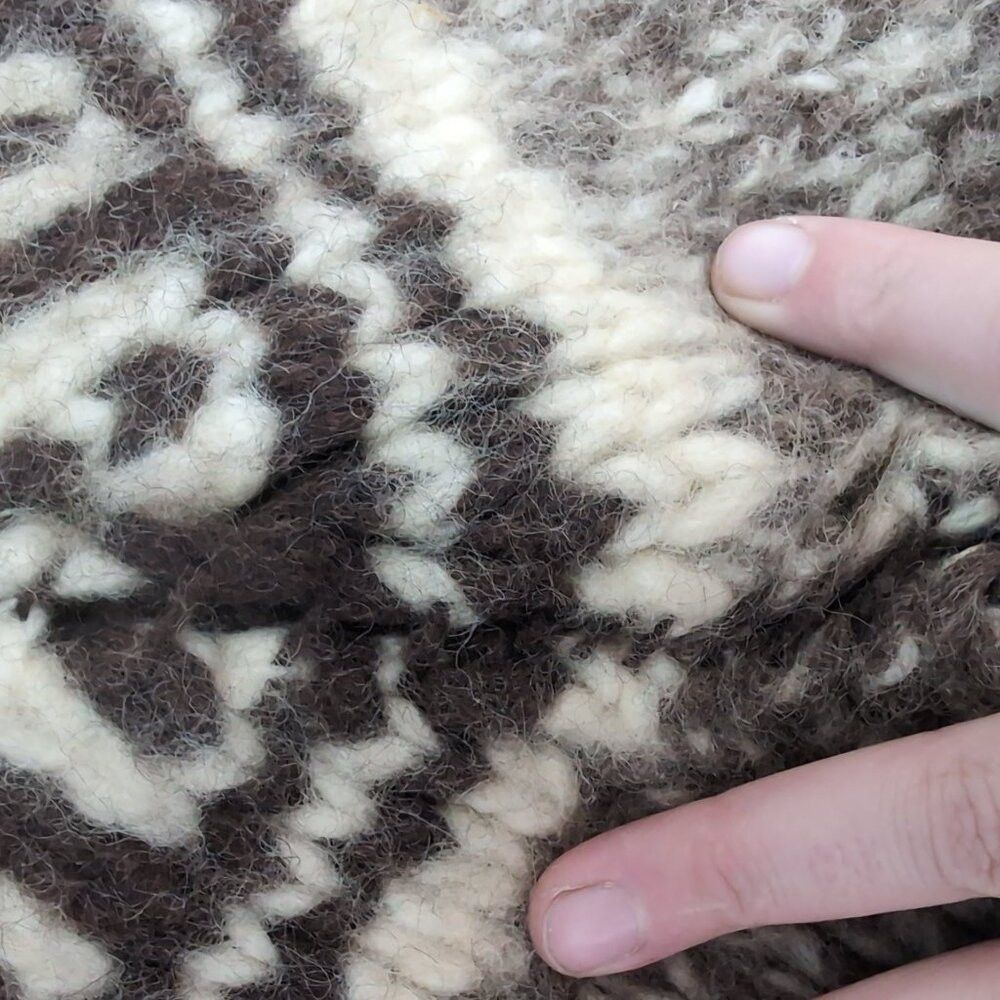 Other Cowichan-Style Wool Zip Sweater Brown Cream Moose Pattern – Size ONE SIZE - 4 Thumbnail
