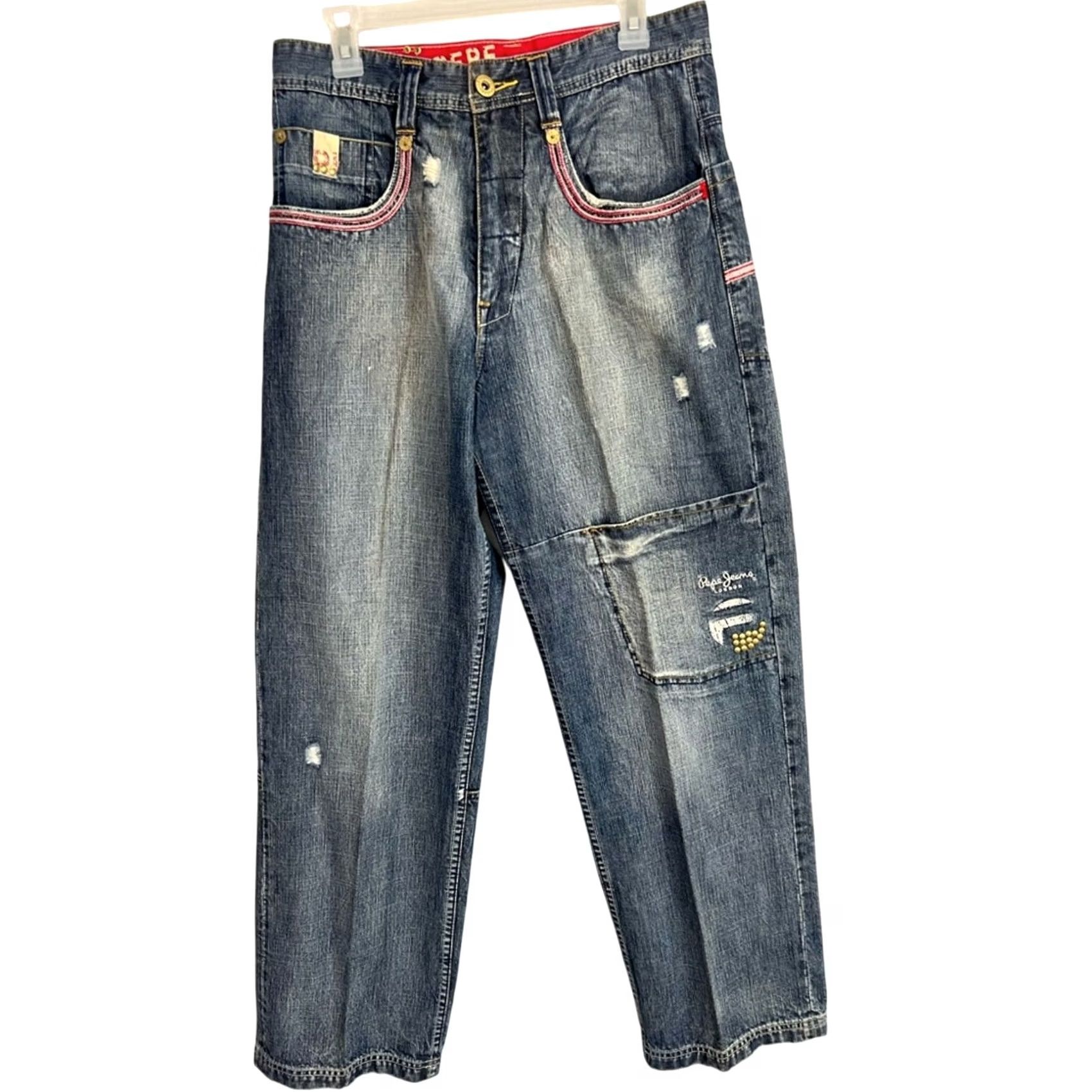 Pepe Jeans VINTAGE Pepe Jeans London Men's 32x32 Beaded Embroidered Baggy 90’s RARE Size US 32 / EU 48 - 2 Thumbnail
