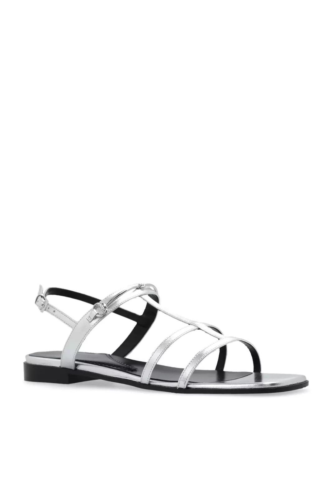 Gucci GUCCI Horsebit Silver Leather Flat Sandals New & Authentic Size US 8.5 / IT 38.5 - 1 Thumbnail