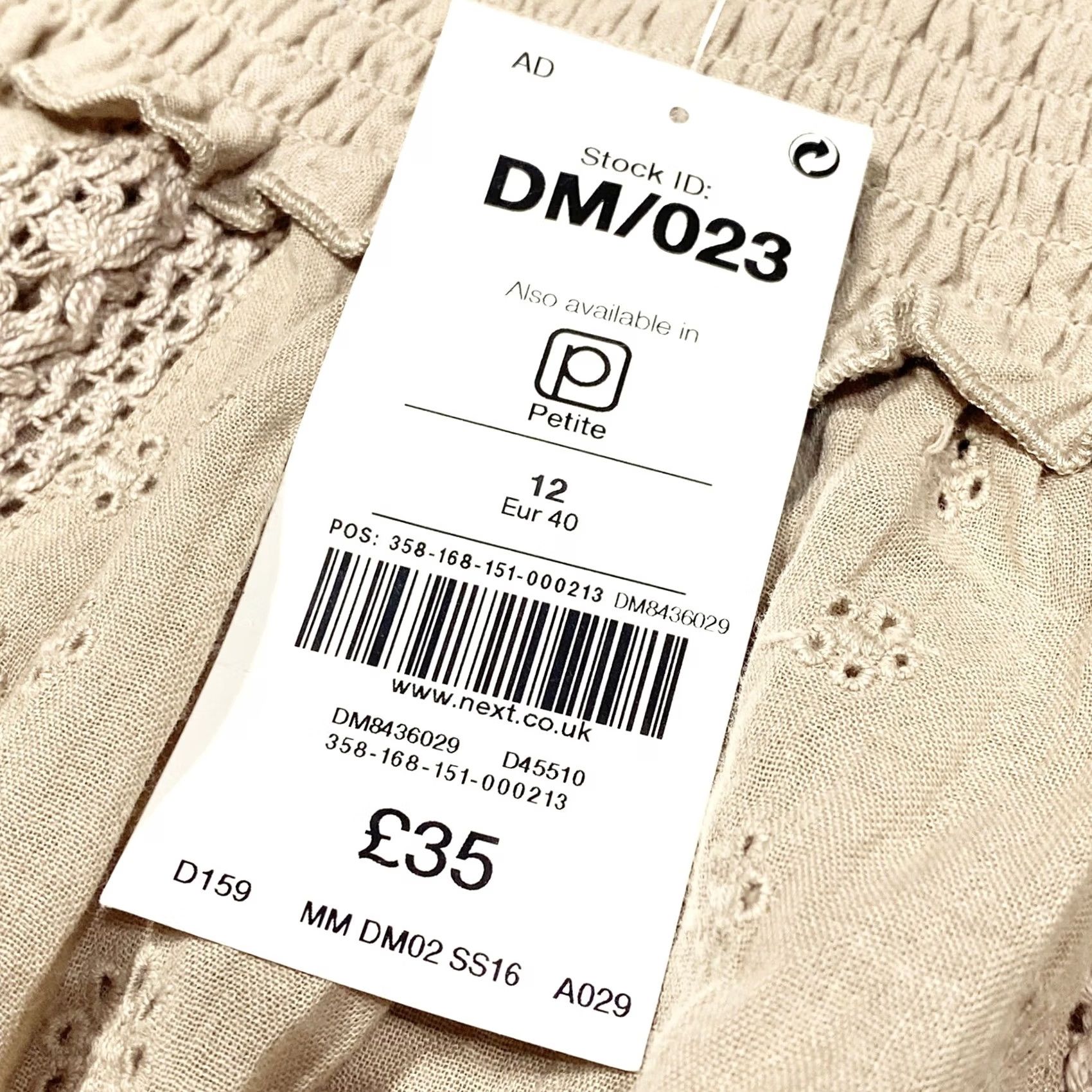 NEXT NEXT Dress Top Beachwear 3/4 Sleeve Light Brown Womens EU40 Cotton UK 12 Bnwt Size XL / US 12-14 / IT 48-50 - 5 Thumbnail