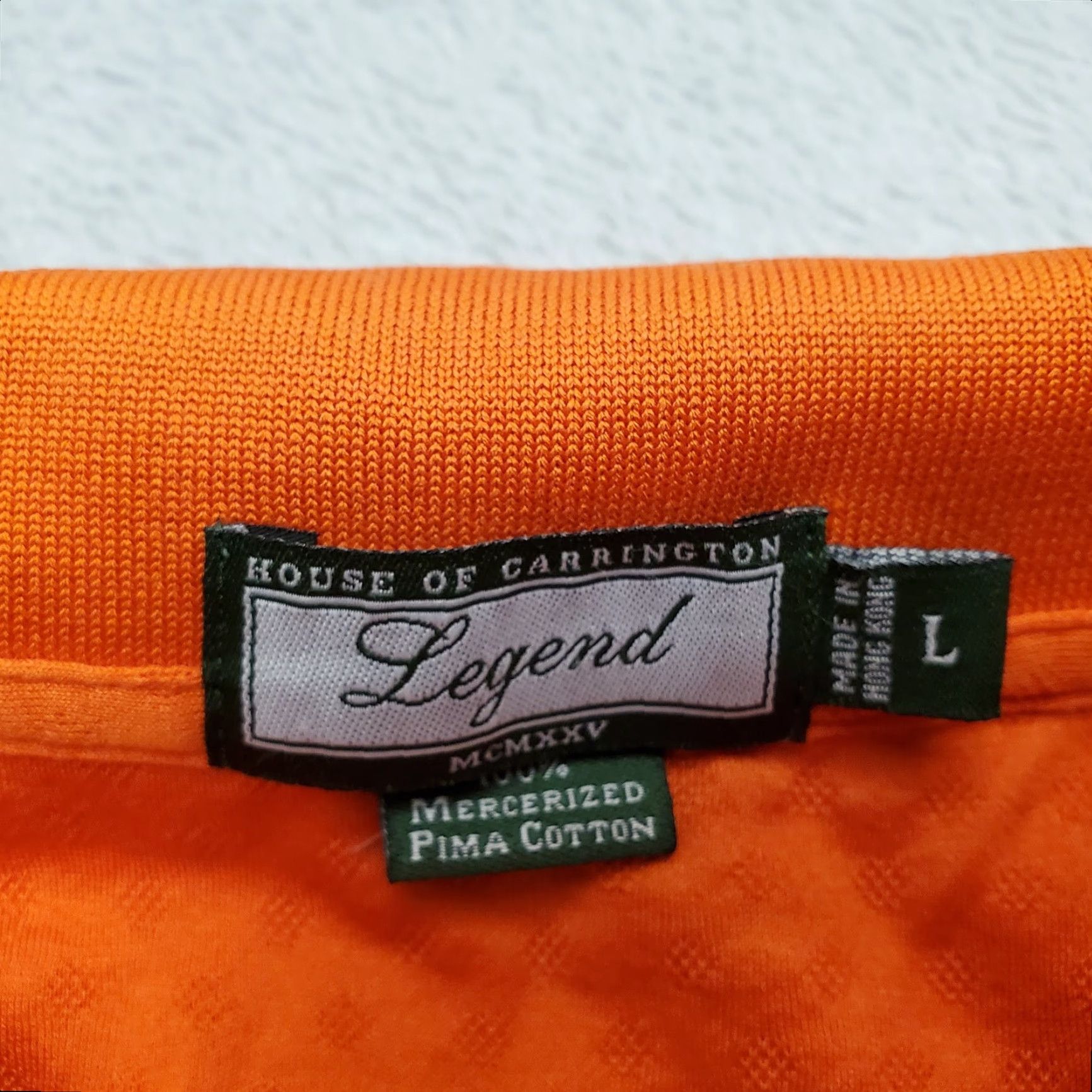 Vintage VINTAGE Polo Shirt Mens L Orange 100% Mercerized PIMA Cotton Dad Golf Casual House of Carrington Polo Mens L Orange Embroidered Buttoned Collar Size US L / EU 52-54 / 3 - 5 Thumbnail