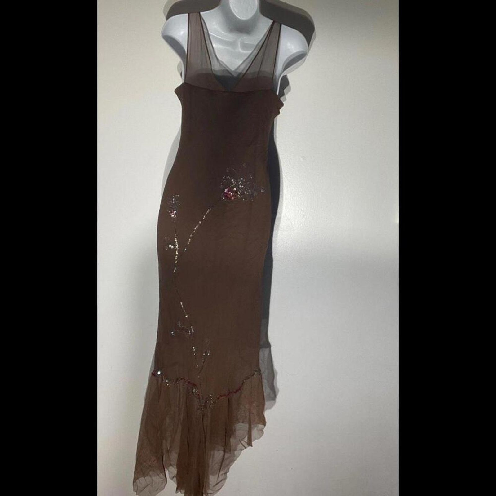 Other Dress gown Brown Ticker Bell with beaded accent florals Size S / US 4 / IT 40 - 10 Thumbnail