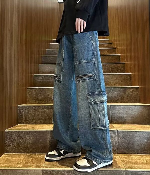 Japanese Brand American retro men's loose washed work jeans Size US 32 / EU 48 - 2 Thumbnail