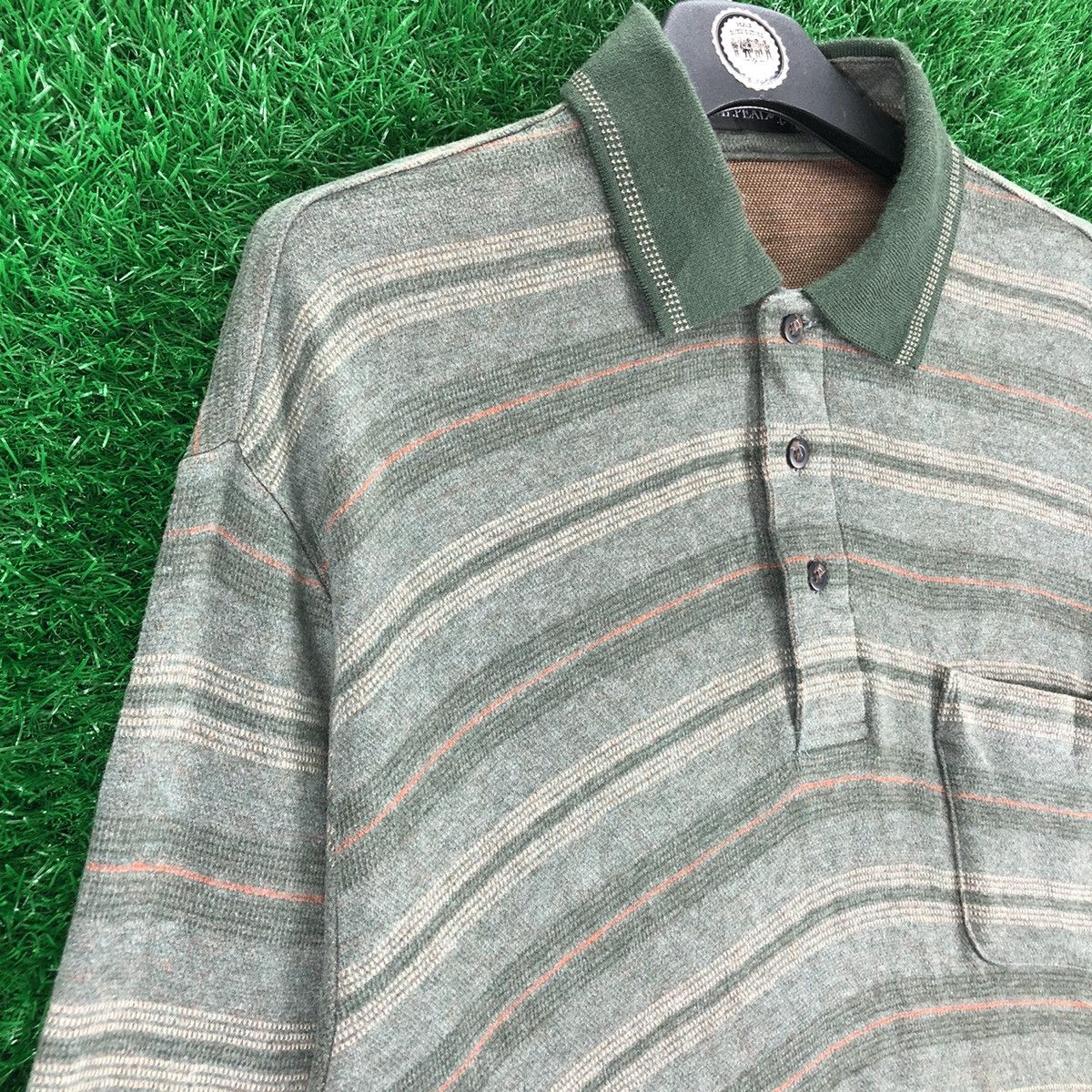 Designer × Japanese Brand × Vintage Vintage 90's Polo Knit Shirt Striped by Mr.Peal Size US L / EU 52-54 / 3 - 2 Thumbnail