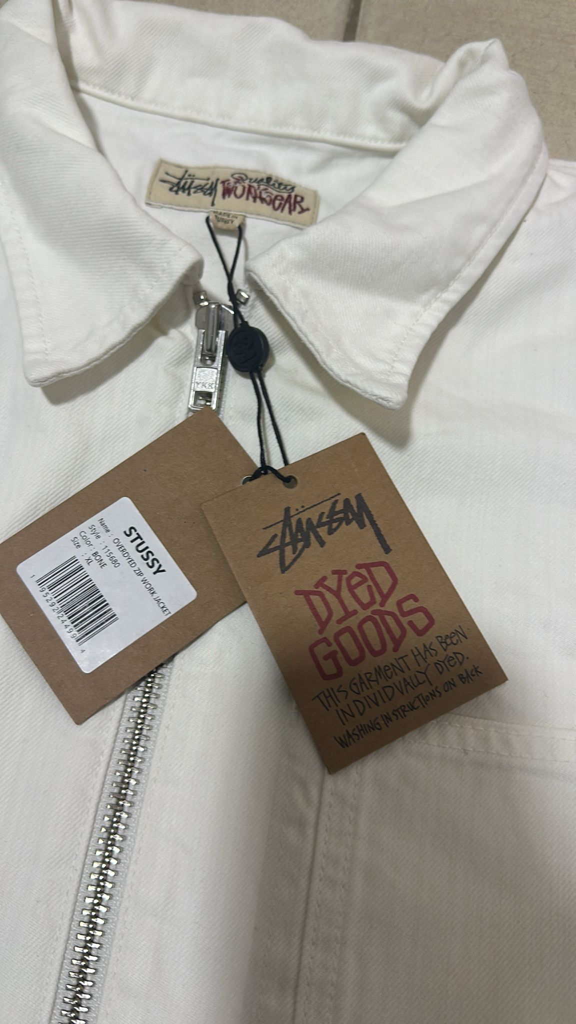 Stussy Stussy Zip Work Jacket Bone Size XL Size US XL / EU 56 / 4 - 5 Thumbnail