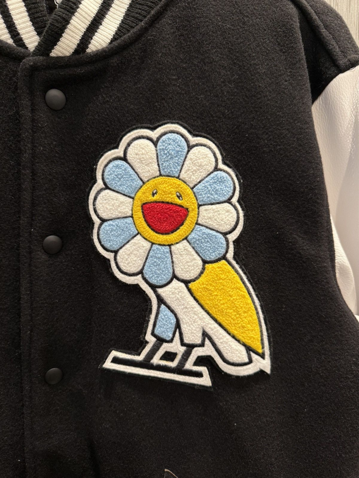 October's Very Own × Takashi Murakami OVO Murakami Black Varsity Jacket Size US XL / EU 56 / 4 - 2 Thumbnail