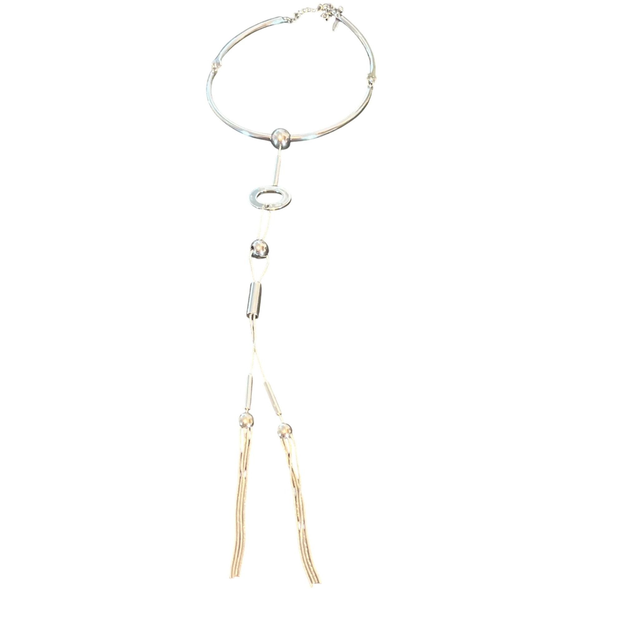Chicos Chicos Silver Tone Long Necklace Articulated Choker Long Tas Size ONE SIZE - 1 Thumbnail