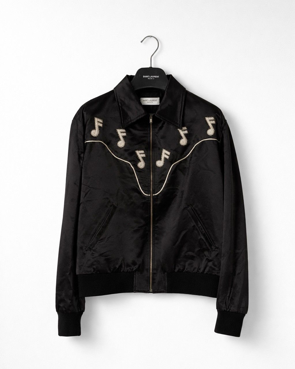 Hedi Slimane × Saint Laurent Paris 16FW Silk Music Note Jacket Size US XL / EU 56 / 4 - 1 Thumbnail