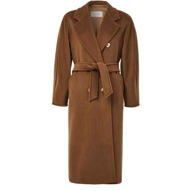 MAX MARA Madame 101810 Belted Brown Wool Long Coat New & Aut