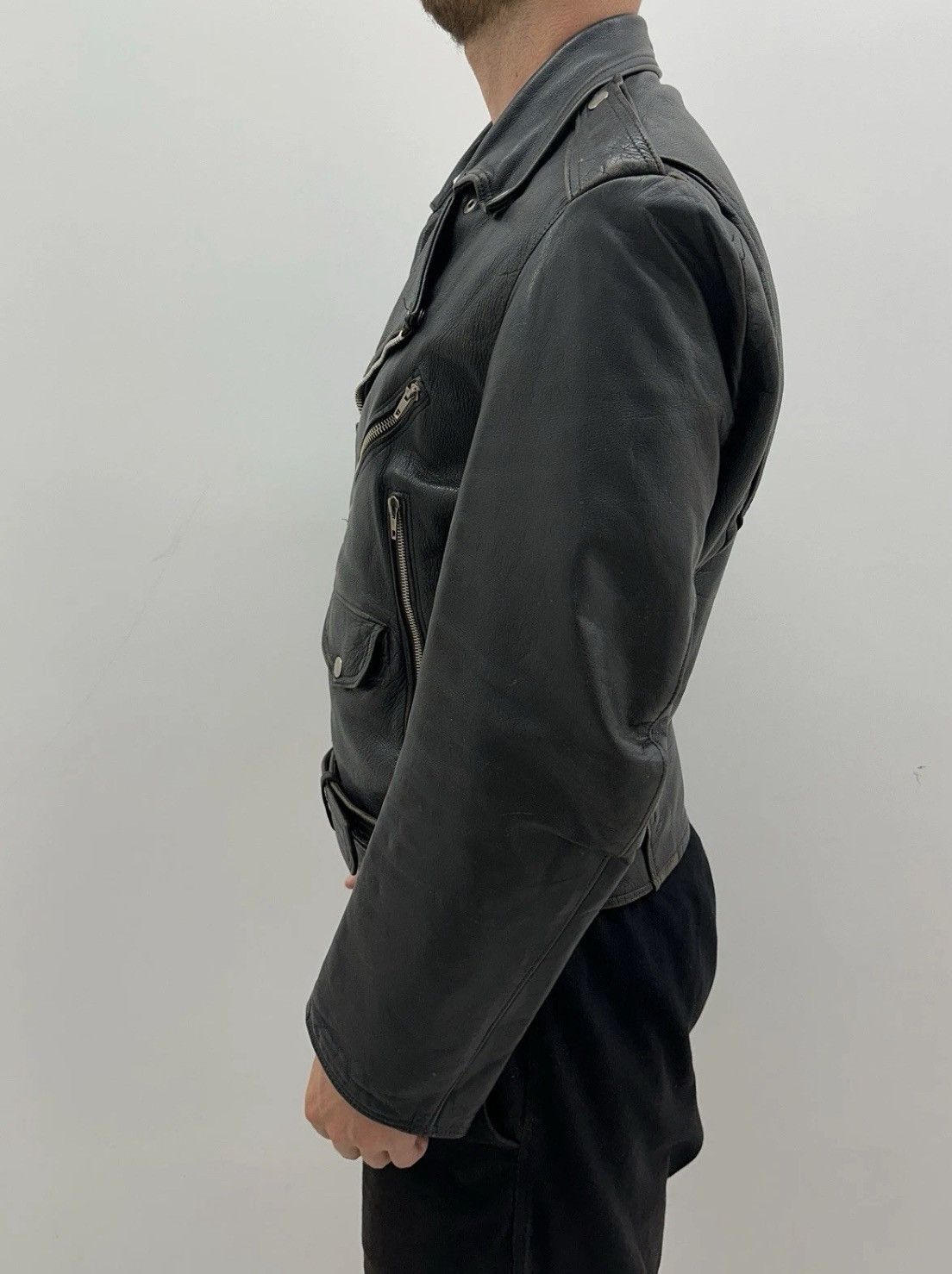 Other Vintage 1980s Mens Leather Biker Moto Jacket Rare Black Size US S / EU 44-46 / 1 - 11 Thumbnail