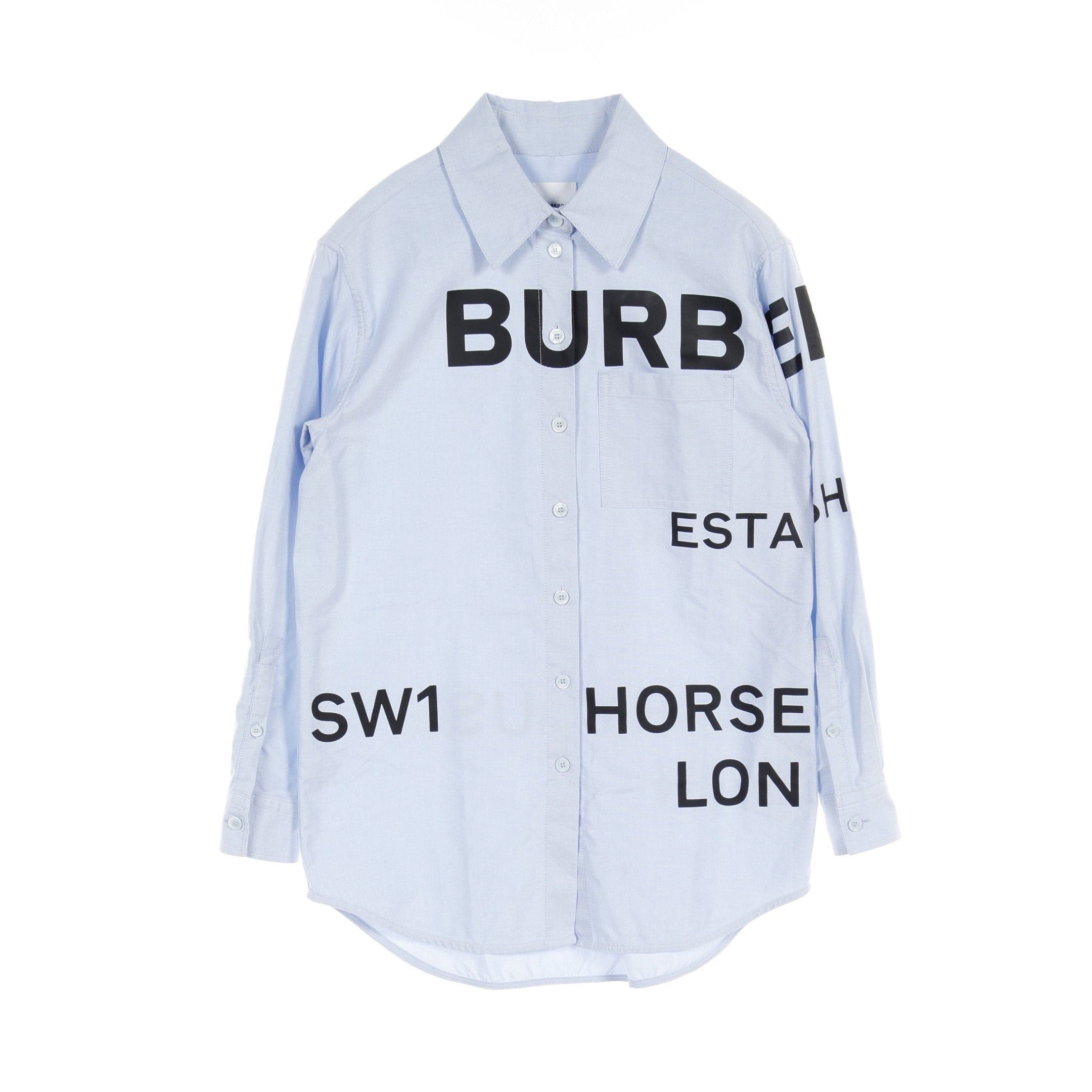 image of Burberry Shirt Cotton Light Blue Black, Women's