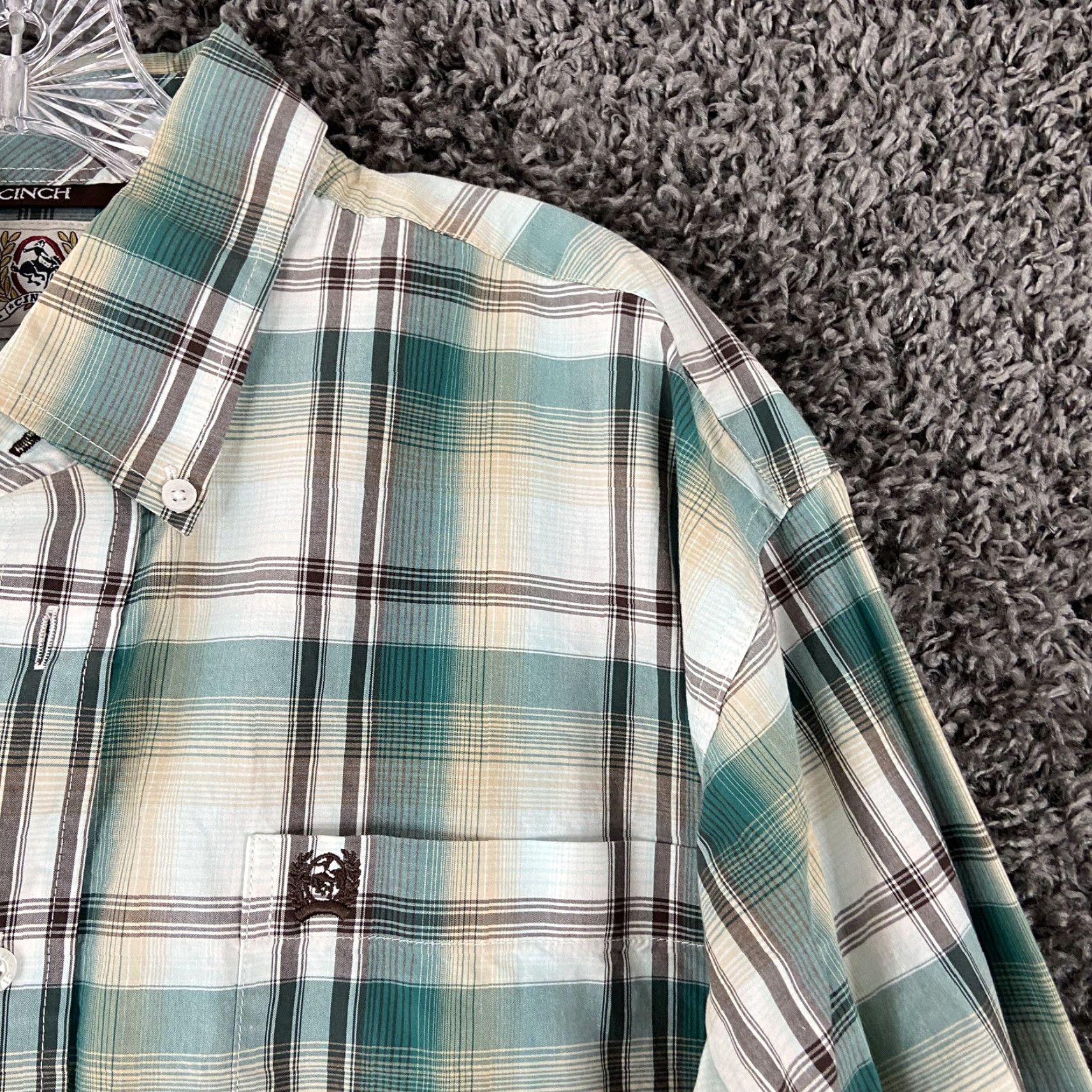 Vintage CINCH Shirt Mens Plaid Long Sleeve Button-Up Snap Green Size M Adult Regular Men’s Size US M / EU 48-50 / 2 - 4 Thumbnail