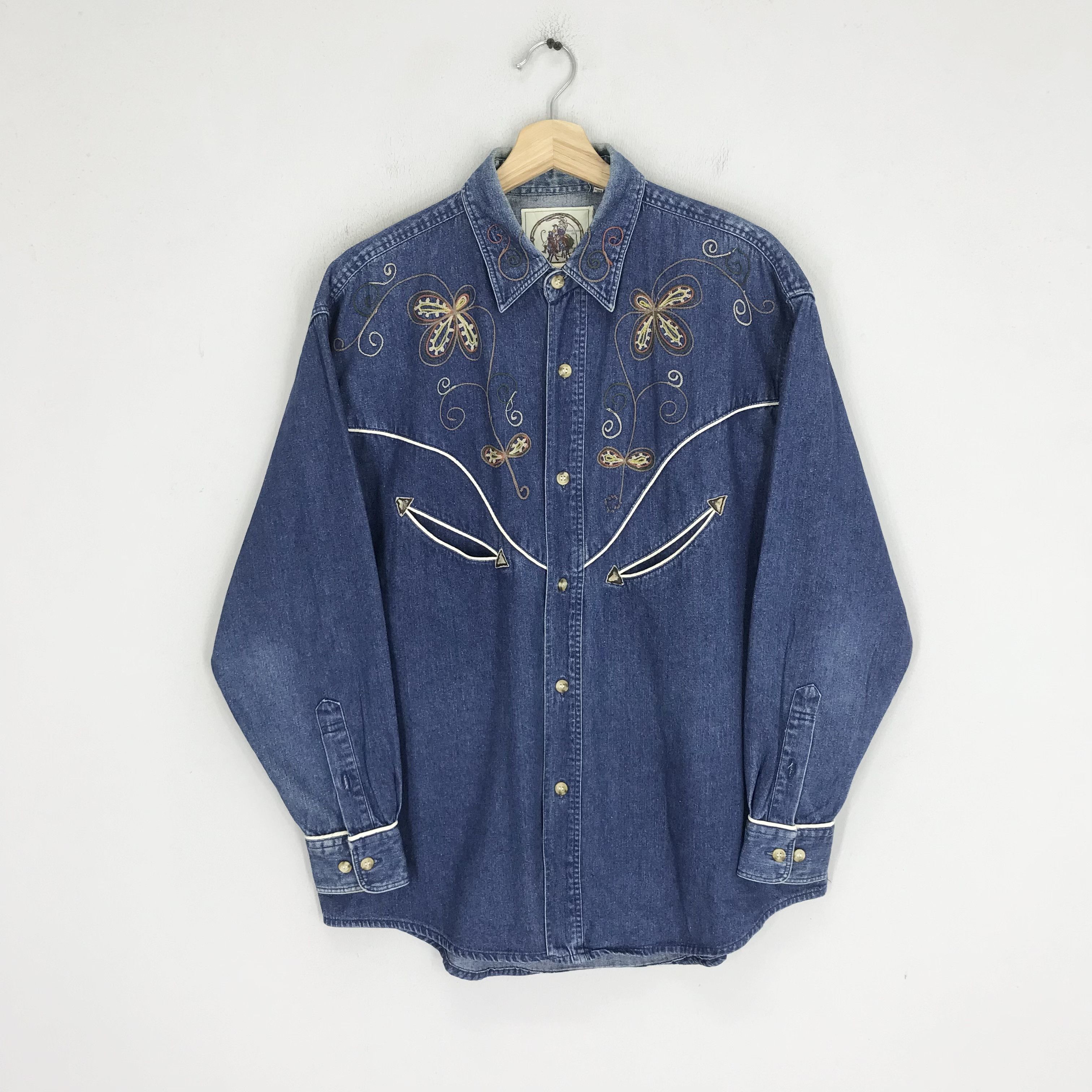 image of Cowboy Equipment x Oxford Vintage 90's Blood Stock Wildwest Rockabilly American Cowboys in Blue (Si