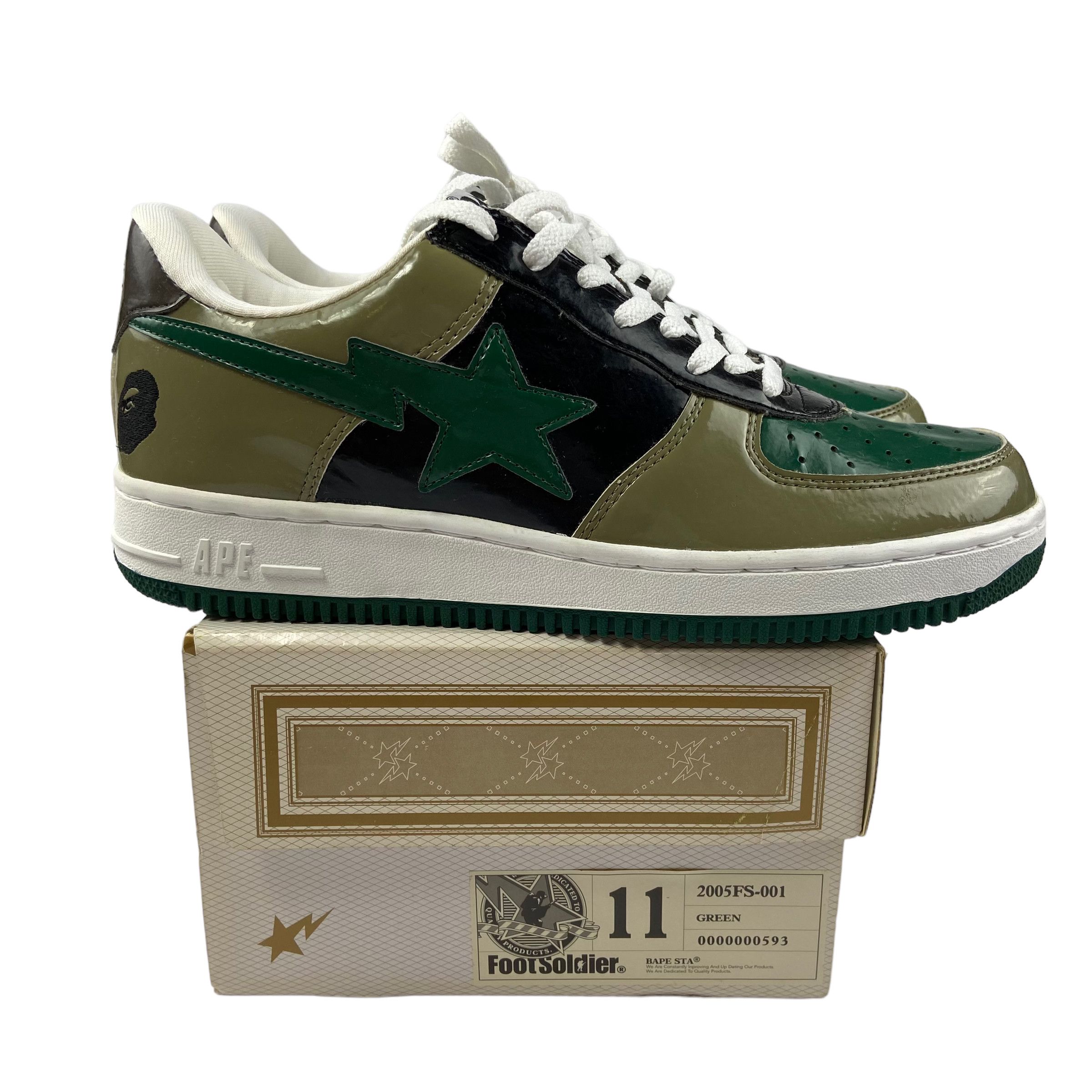 image of 2005 New Bapesta Fs-001 Shoes in Green, Men's (Size 11)