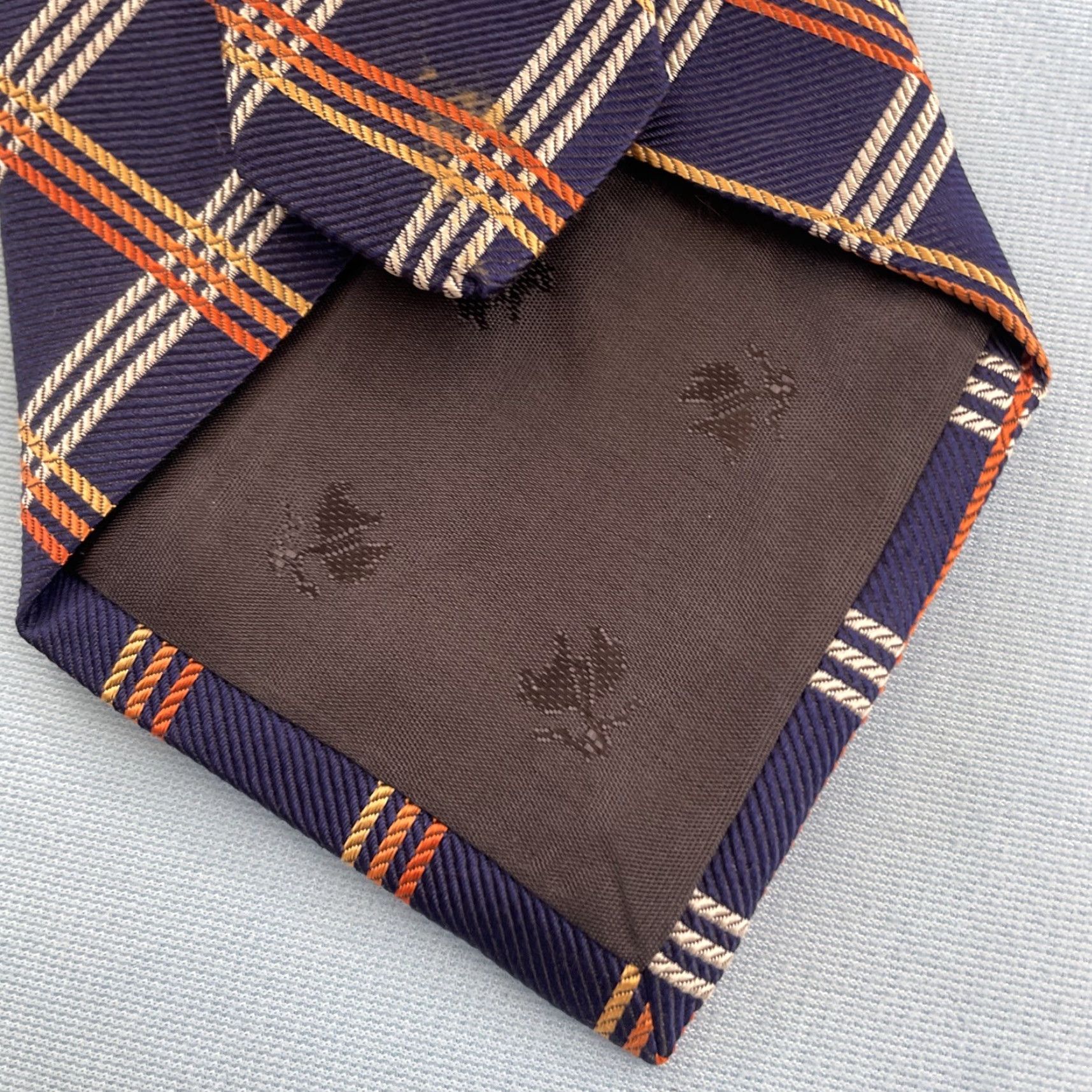 Brooks Brothers VINTAGE Brooks Brothers Makers Silk Tie 4x61" Woven Plaid Geometric Blue Orange Red USA Men Tie 100% Silk Handmade Wide Necktie Vintage 1990s Size ONE SIZE - 6 Thumbnail