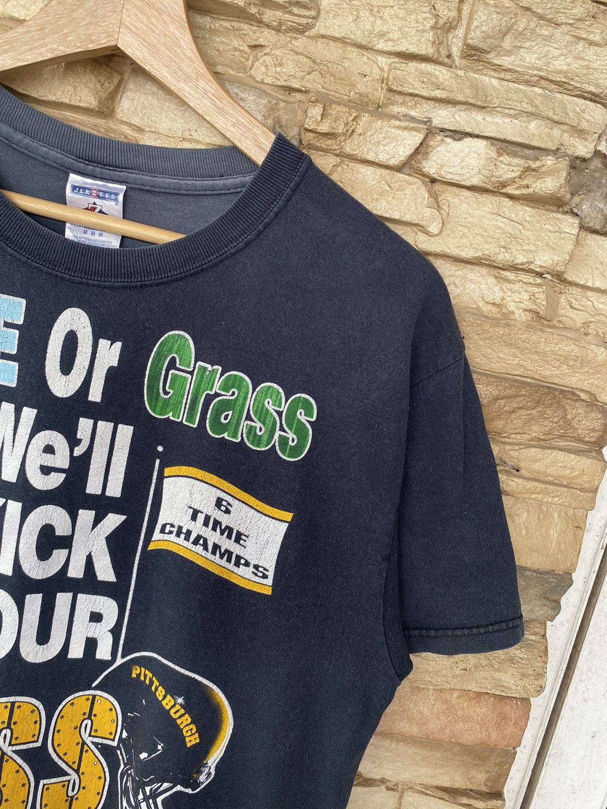 Vintage Rare Vintage NFL Pittsburgh Steelers On Ice Or Grass Tees Size US M / EU 48-50 / 2 - 6 Thumbnail