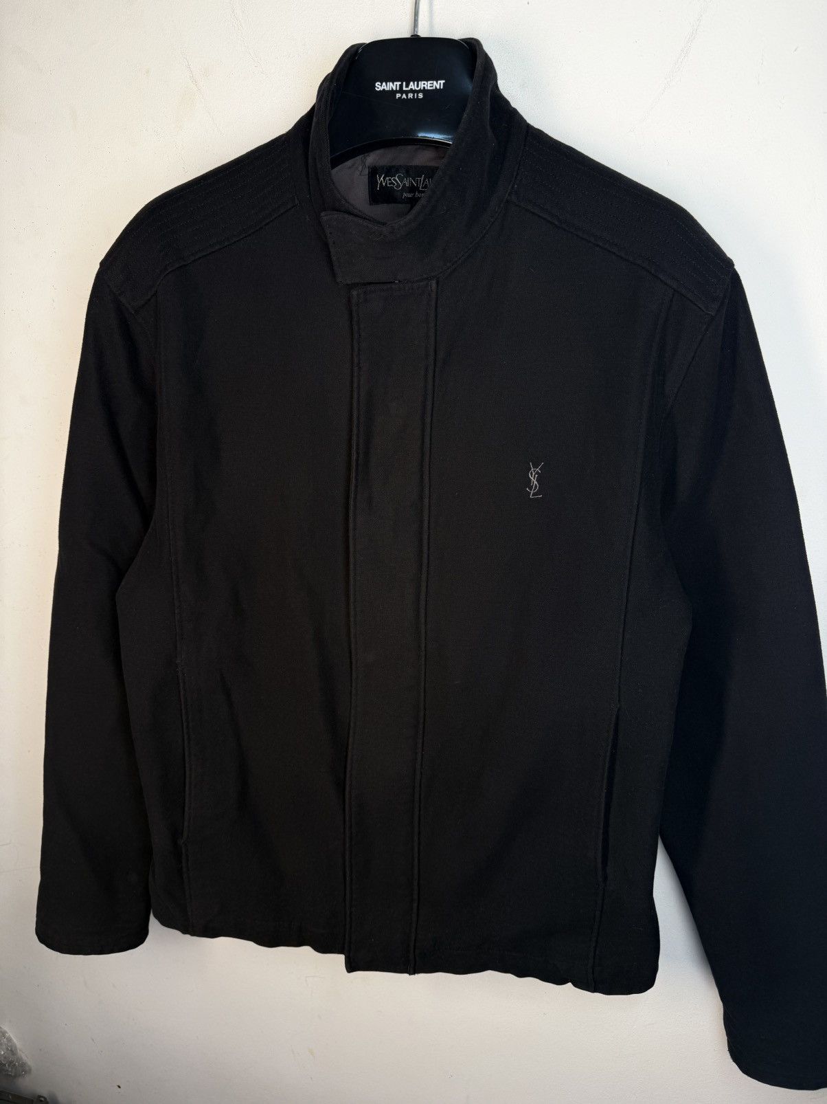 Yves Saint Laurent Black YSL Jacket Cotton Monogram Classic Bomber Zip Up Size US S / EU 44-46 / 1 - 1 Thumbnail