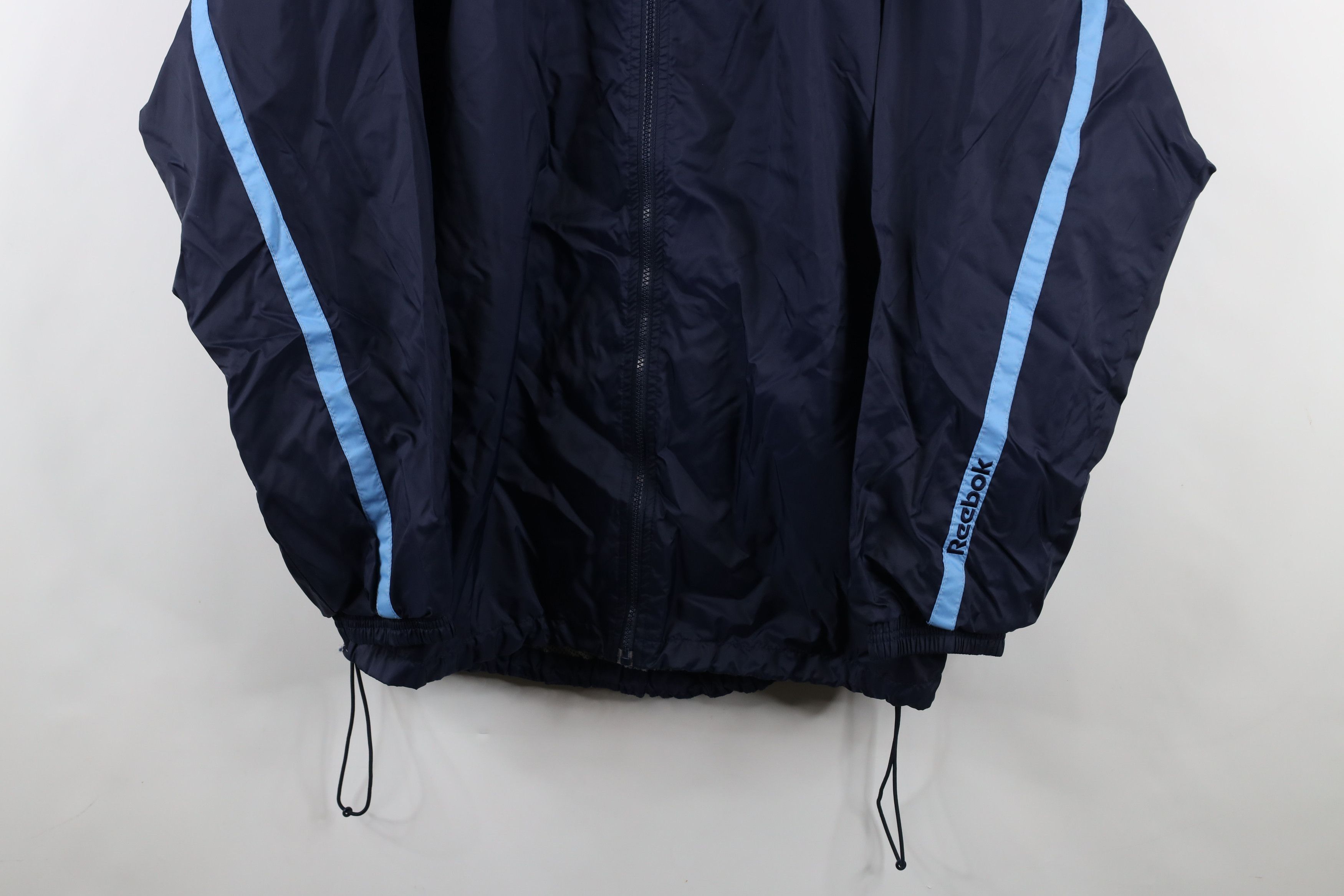 Reebok × Vintage Vintage 90s Reebok Hooded Full Zip Windbreaker Jacket Blue Size US XXL / EU 58 / 5 - 3 Thumbnail