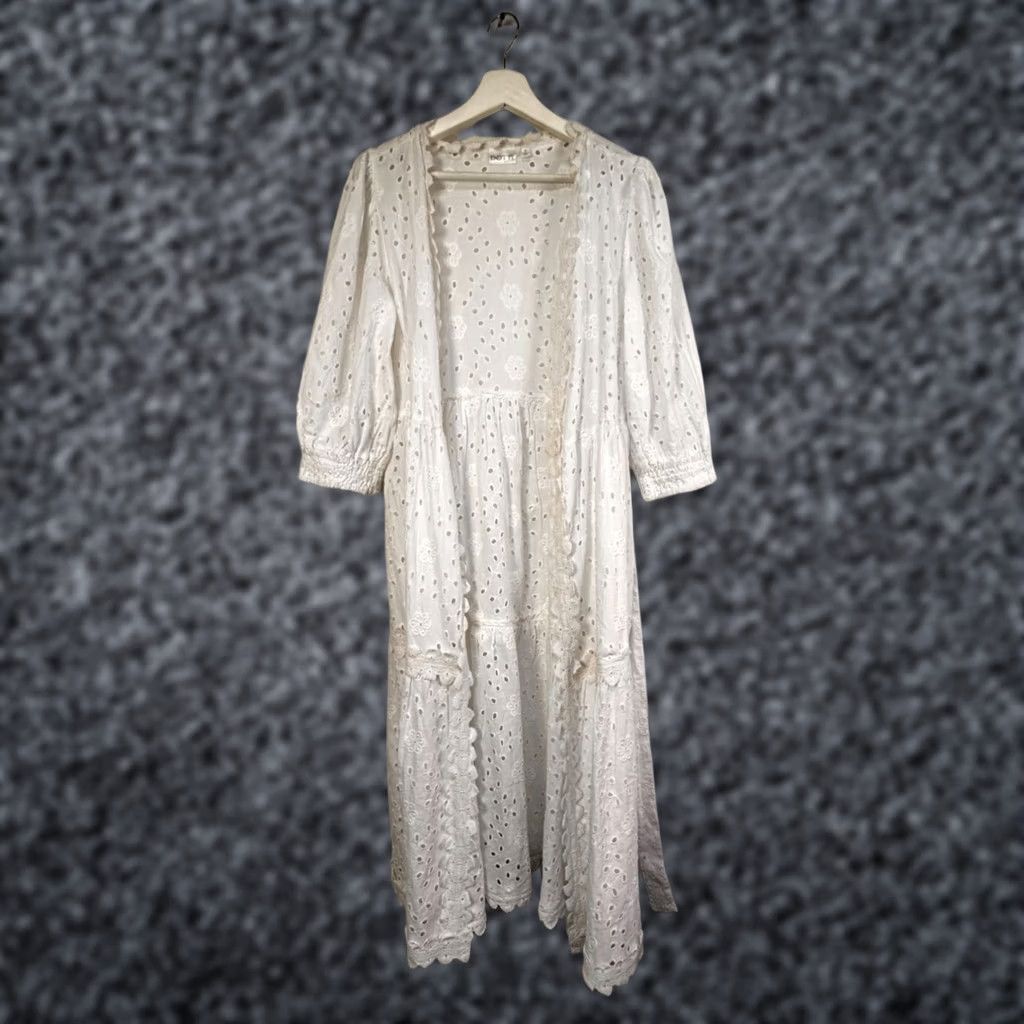 Vintage Dotti Womens White Cotton Eyelet Lace Open Front Cardigan/Dress Small Size S / US 4 / IT 40 - 1 Thumbnail