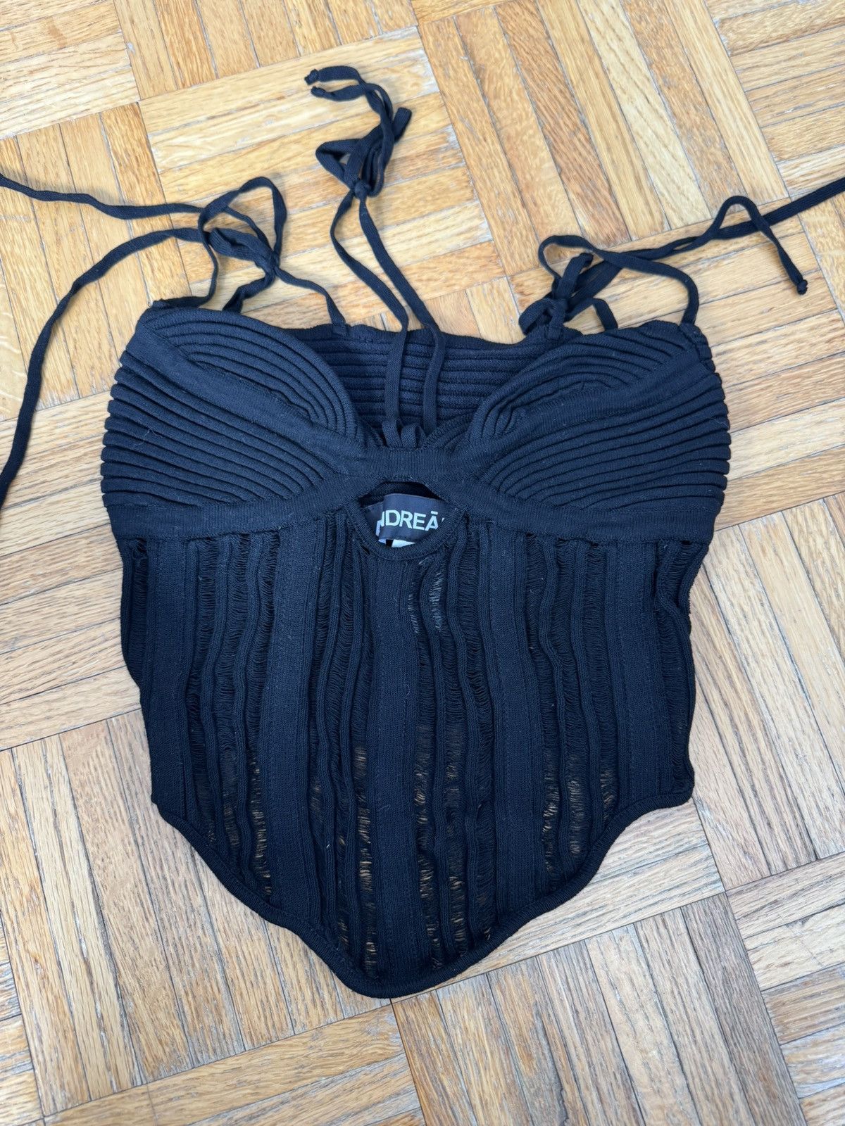 Andreadamo Knitted cut out tank top in black Size XS