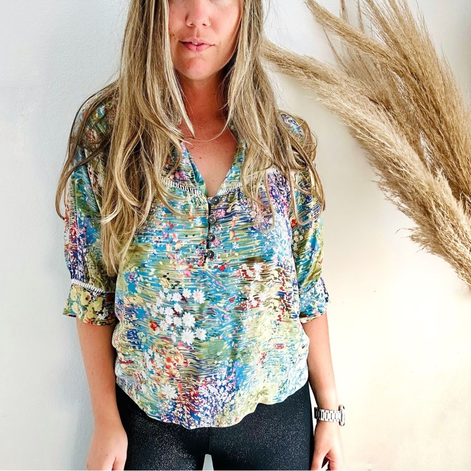 Anthropologie ANTHROPOLOGIE Dolan Blue White Button Silk Blouse Shirt Top Size M / US 6-8 / IT 42-44 - 4 Thumbnail