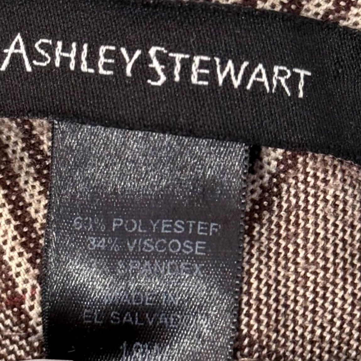 Vintage Ashley Stewart 18W Brown Plaid Wide Leg Pants Career Dark Academia Trousers EUC Size 40" / US 18 - 6 Thumbnail