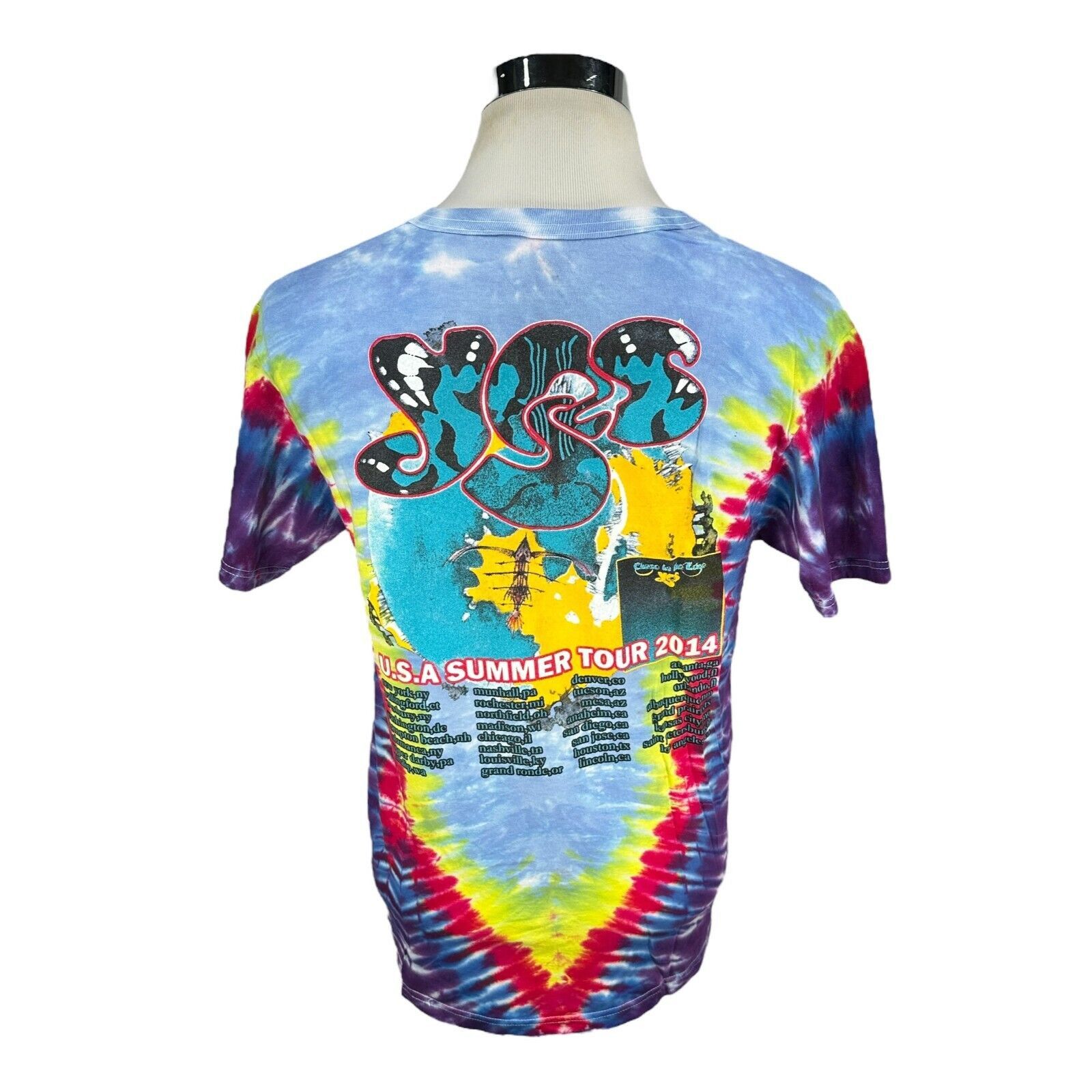 Fruit Of The Loom Yes Rock Band T-Shirt Mens Medium Tie Dye 2014 Summer Tee Size US M / EU 48-50 / 2 - 4 Thumbnail