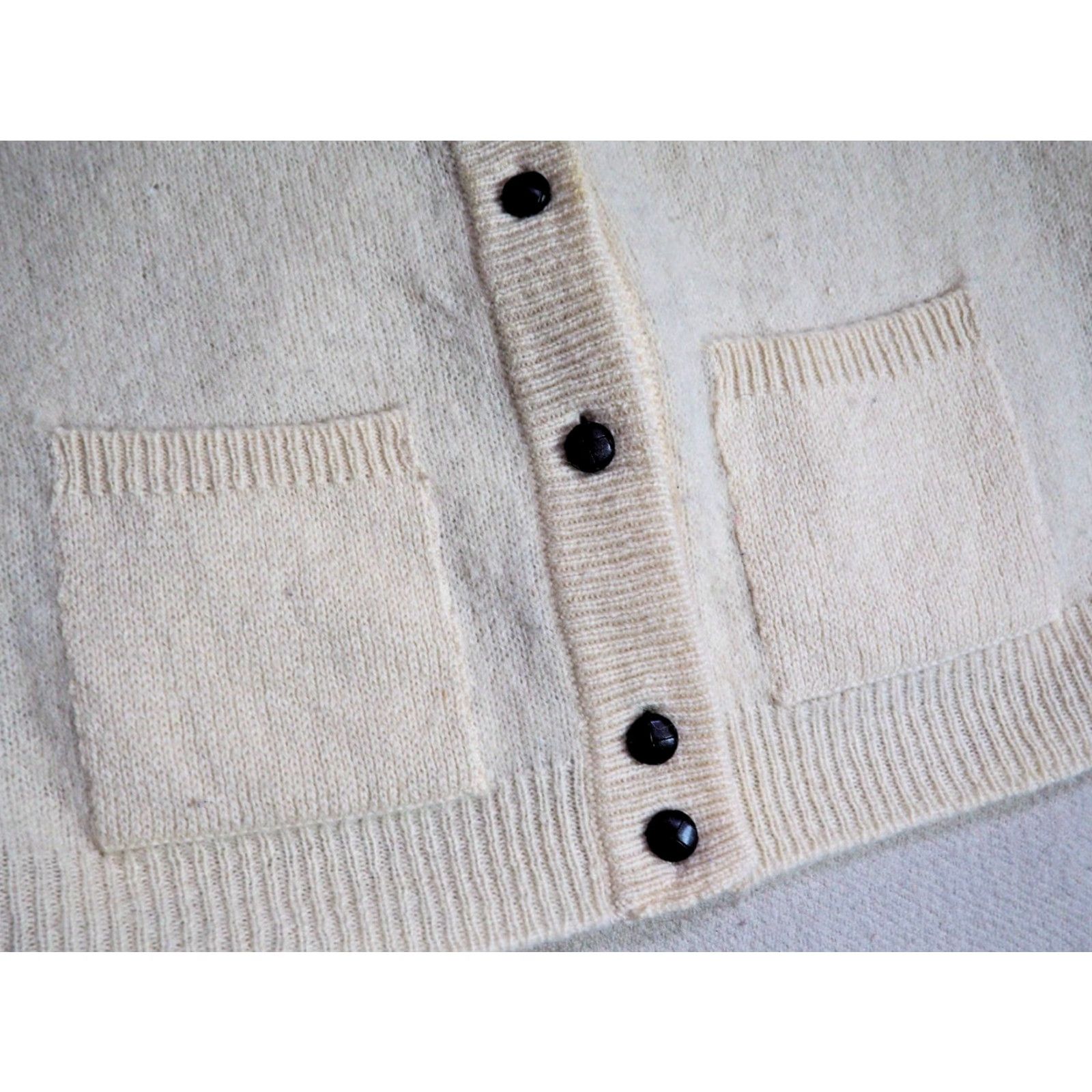 Vintage VTG 60s 70s Cream Wool Button Pocket Fisherman Cardigan Grandpa Sweater Mens M Shirt Size US M / EU 48-50 / 2 - 3 Thumbnail