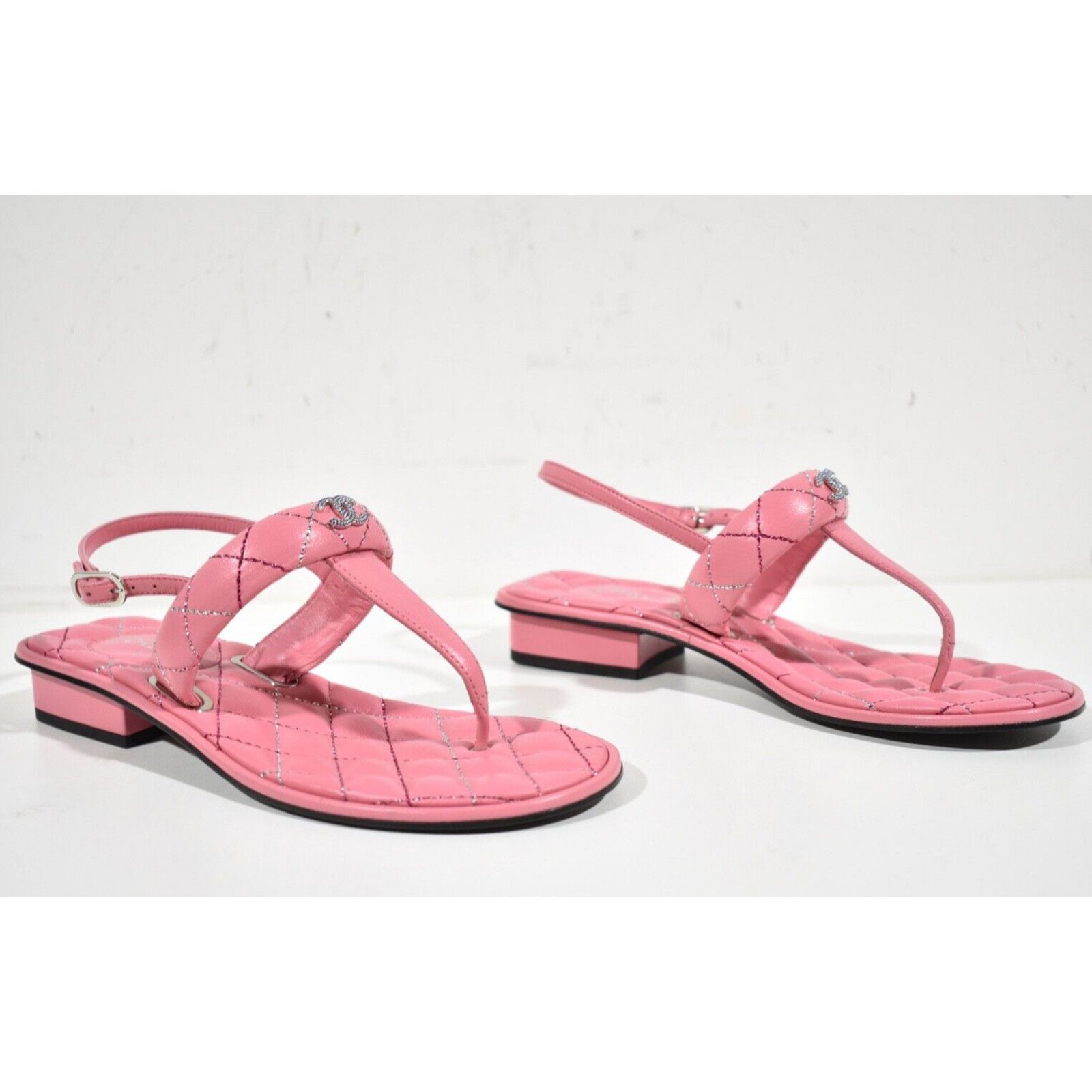 Chanel Chanel 21K Pink Multicolor Leather CC Logo Mule Slide Size US 7 / IT 37 - 3 Thumbnail