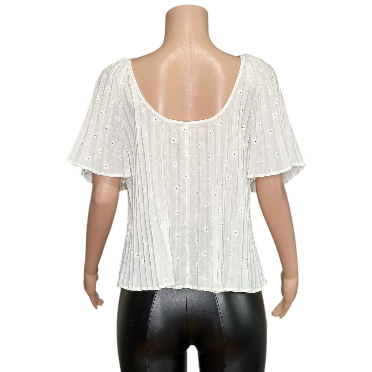 Sezane SÉZANE Romy Embroidered Pleated Blouse, Ecru, FR36/US4 Size S / US 4 / IT 40 - 4 Thumbnail