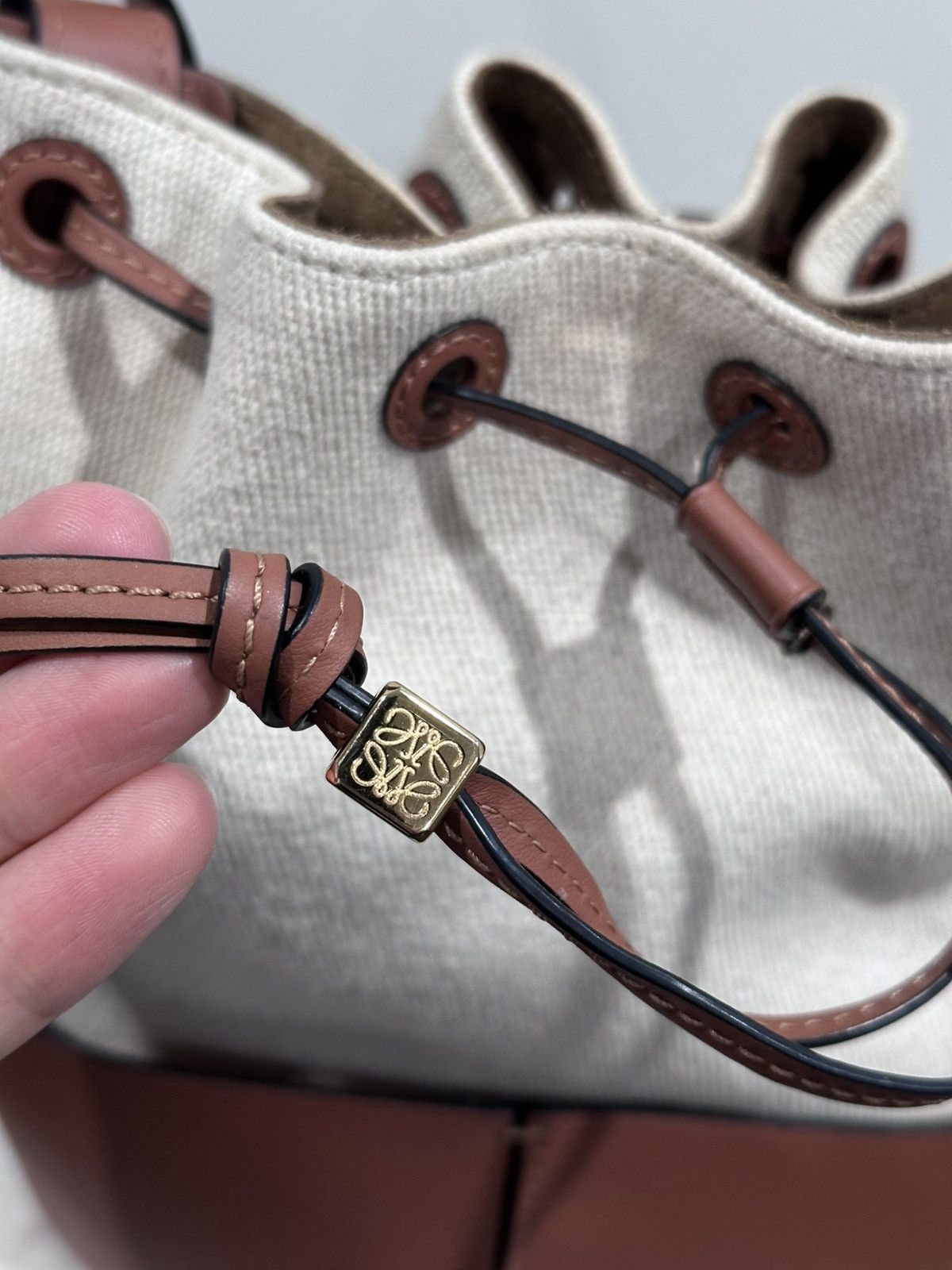 Loewe Loewe Raffia & Leather Calfskin Beehive / Bucket Beach Bag Size ONE SIZE - 2 Thumbnail