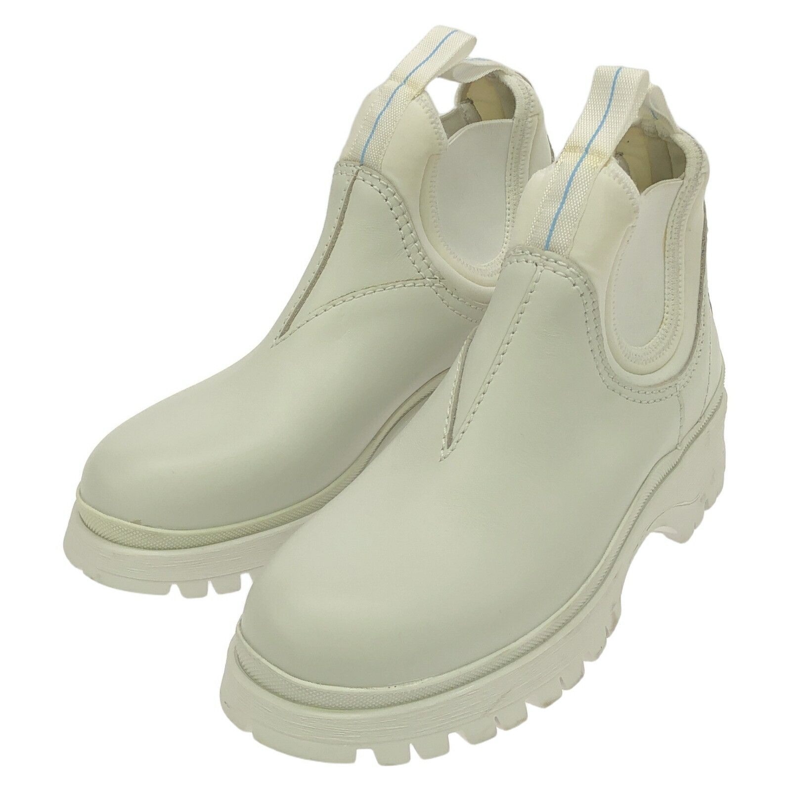 Prada Prada Side Gore Boots Leather Boots Leather Shoes in White, Women's