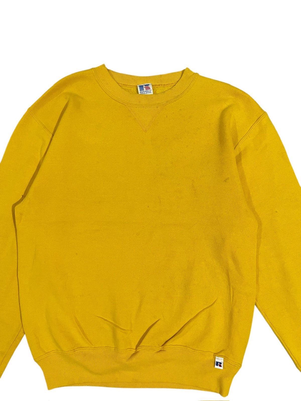 Russell Athletic Vintage Russell Athletic Yellow Trashed Sweatshirt Size US M / EU 48-50 / 2 - 3 Thumbnail