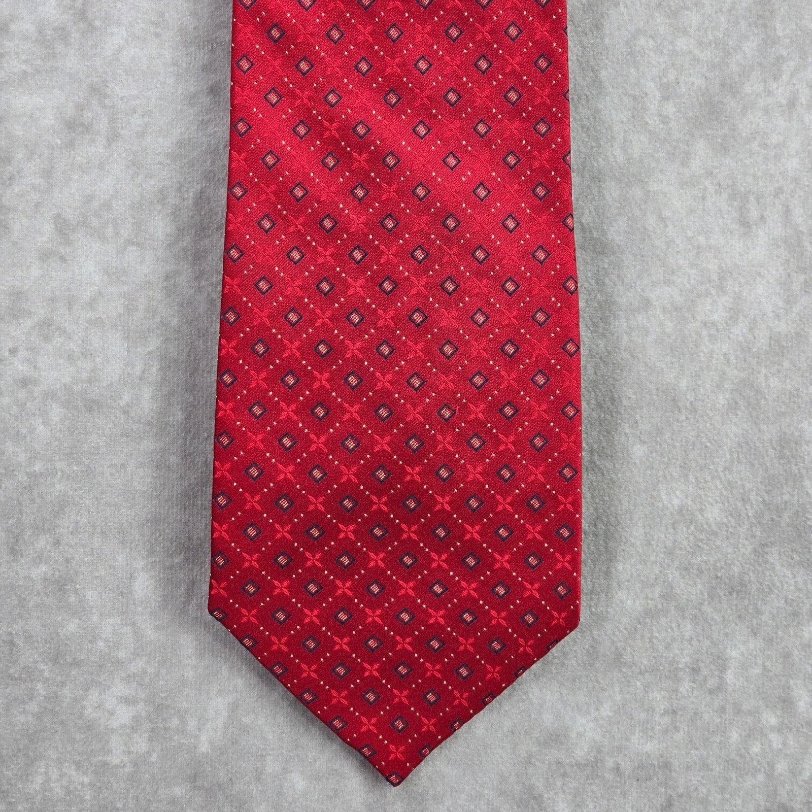 Stafford Stafford Red Stripe Floral 100% Silk Men's Neck Tie NWOT Size 30 - 1 Thumbnail