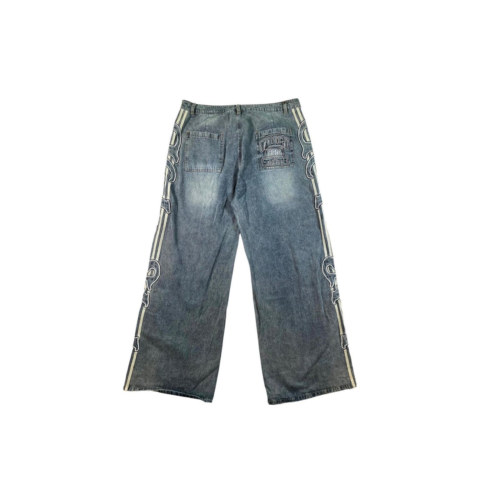 Vale Vale Stripe Dark Wash & Cream Jeans Size US 36 / EU 52 - 2 Thumbnail