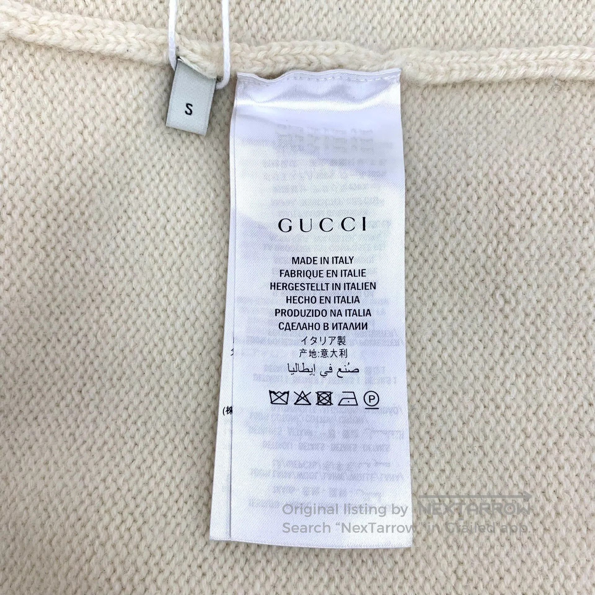Gucci Gucci Beige Bee Embroidery Wool Cardigan. Size S / US 4 / IT 40 - 6 Thumbnail