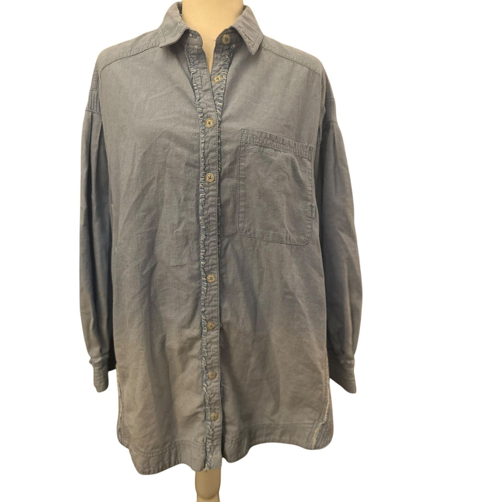 Free People We The Free Denim Shirt, RARE ITEM, Oversized Small Size S / US 4 / IT 40 - 1 Thumbnail