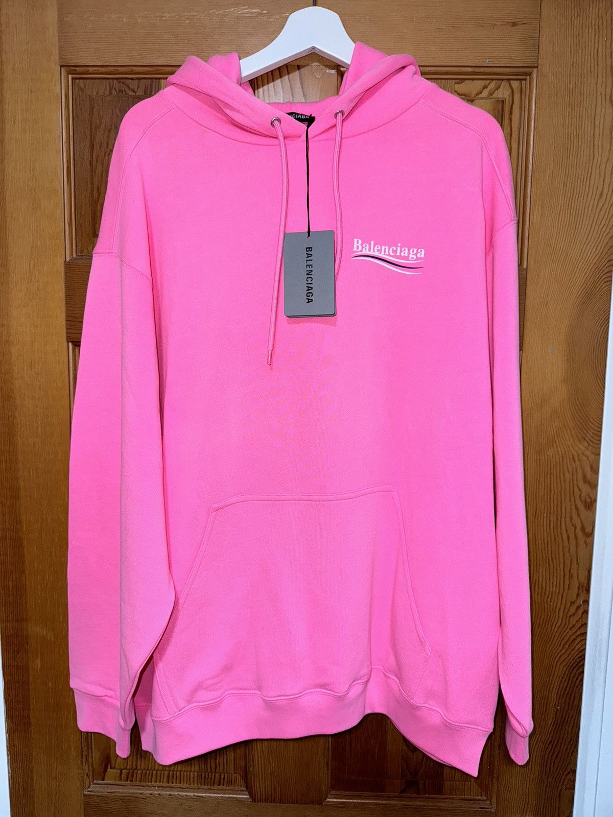 Image of Balenciaga Printed Political Campaign Hoodie $1150 in Pink, Men's (Size XL)