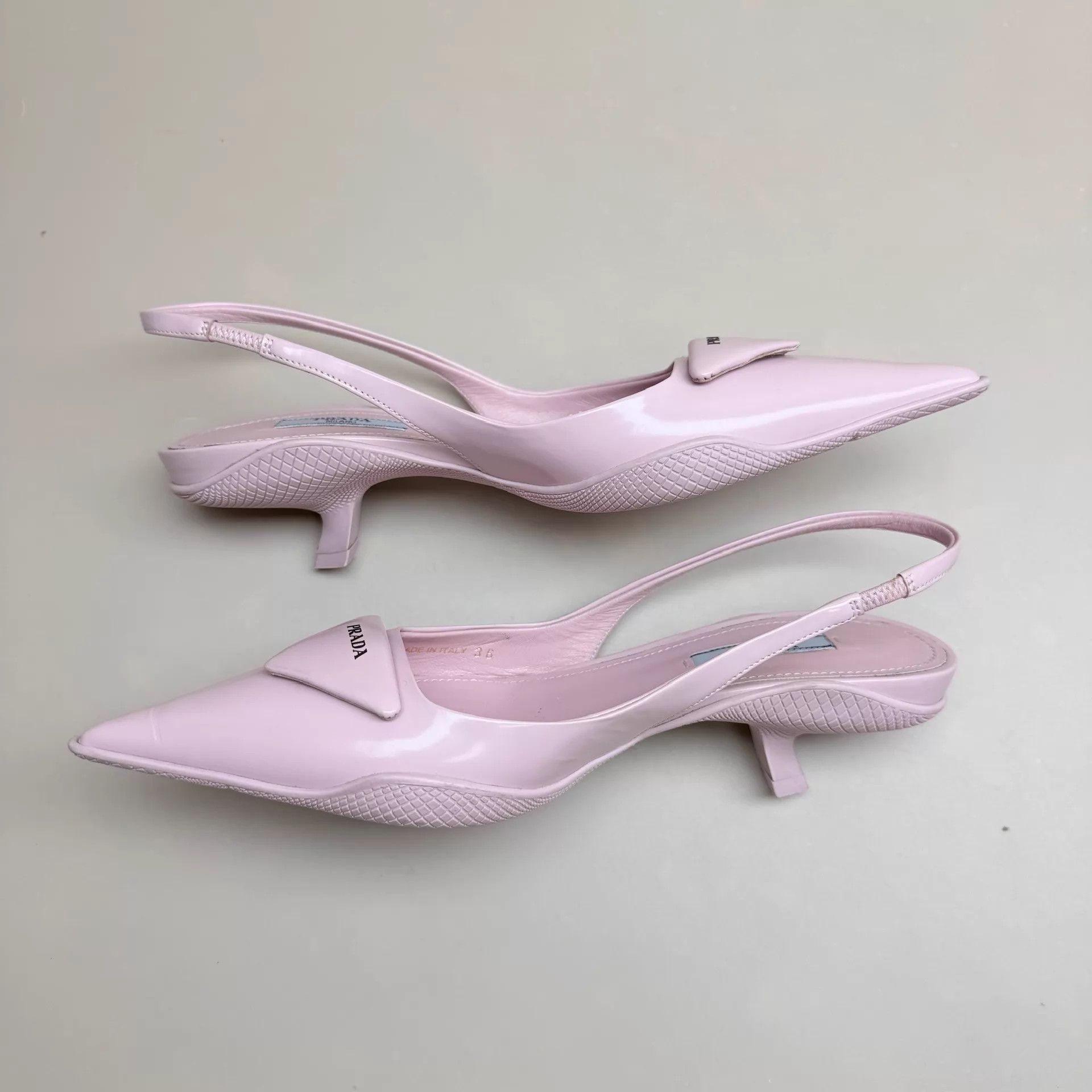 Prada Prada Light Pink Triangle Logo Heels 36 (95New) Size US 5.5 / IT 35.5 - 5 Thumbnail