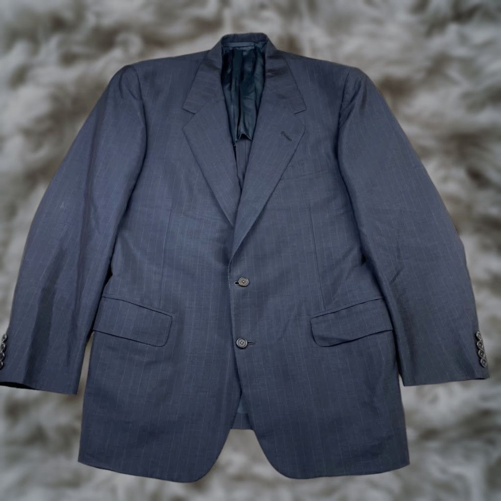 Vintage VTG Oxxford Clothes Men’s Manhattan Lightweight Suit Navy Blue Stripe 43R 34x30 Two-Button Blazer Pleated Pants Wool 2 Piece Vintage Mens Size 34R - 1 Thumbnail