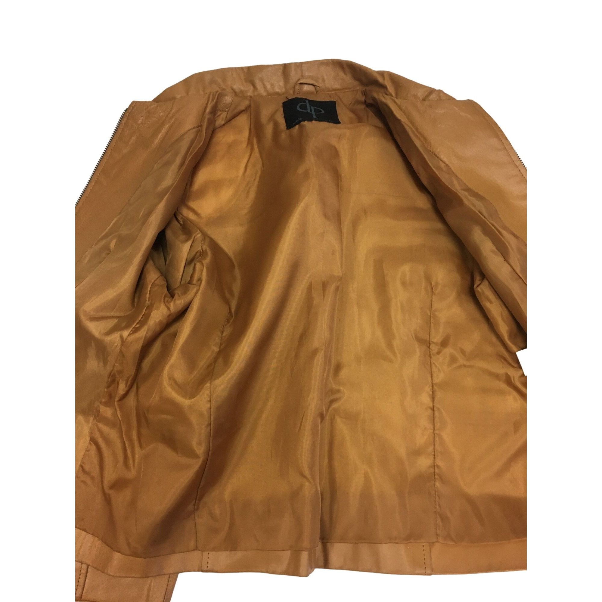 Other Vtg DP Cognac Tan Leather Casual Cafe Racer Jacket Size L / US 10 / IT 46 - 8 Thumbnail