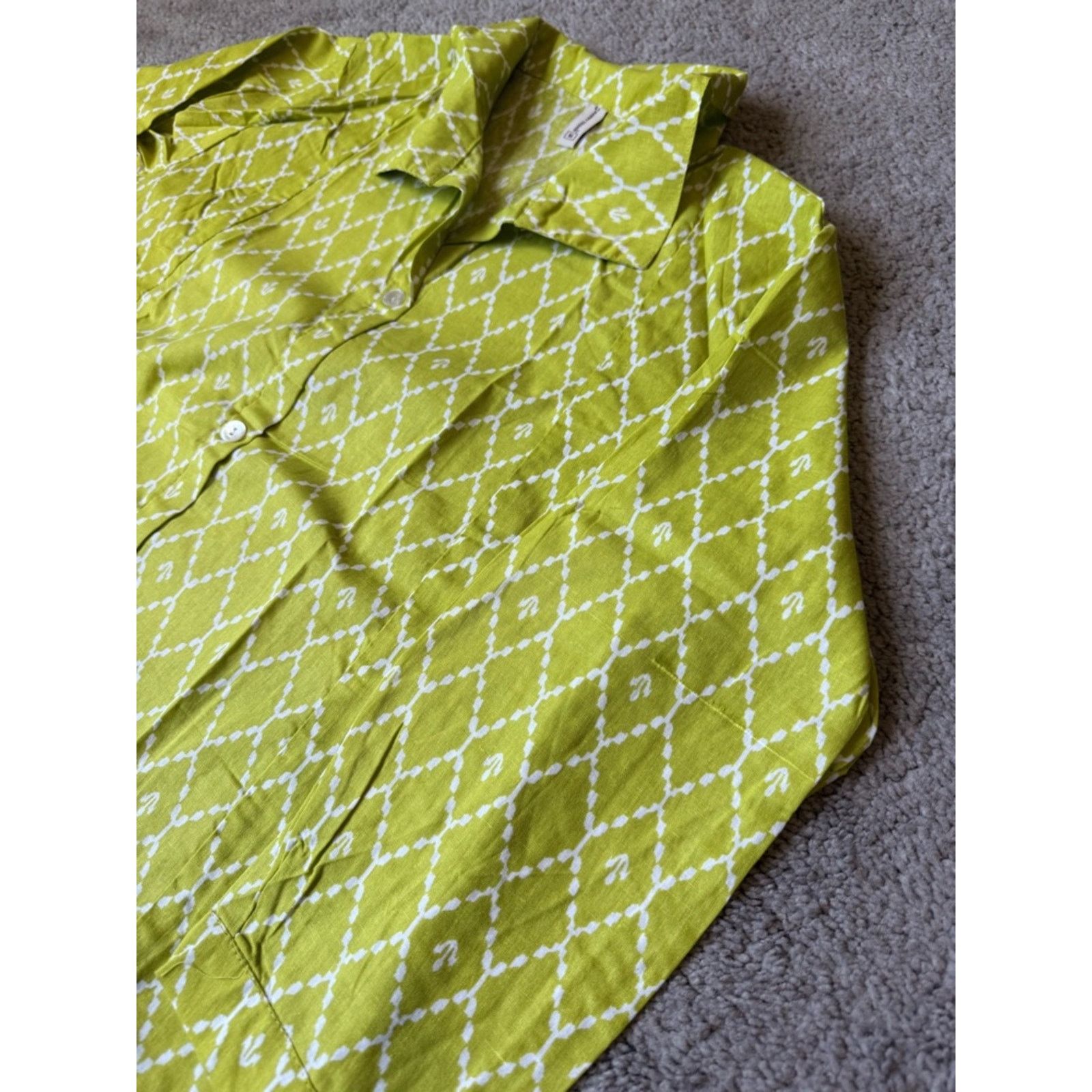 & Other Stories NWOT Vibrant Lime Green Diamond Print Button-Front Coord Set Size S / US 4 / IT 40 - 4 Thumbnail