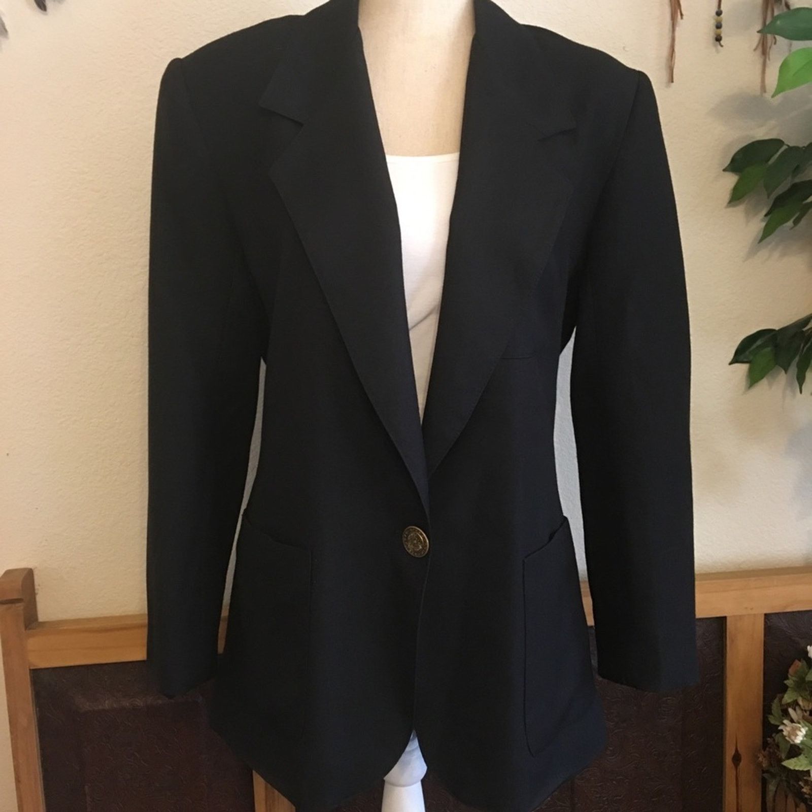 Vintage Vintage 80s EMO dark navy button front suit jacket Size XL / US 12-14 / IT 48-50 - 7 Thumbnail