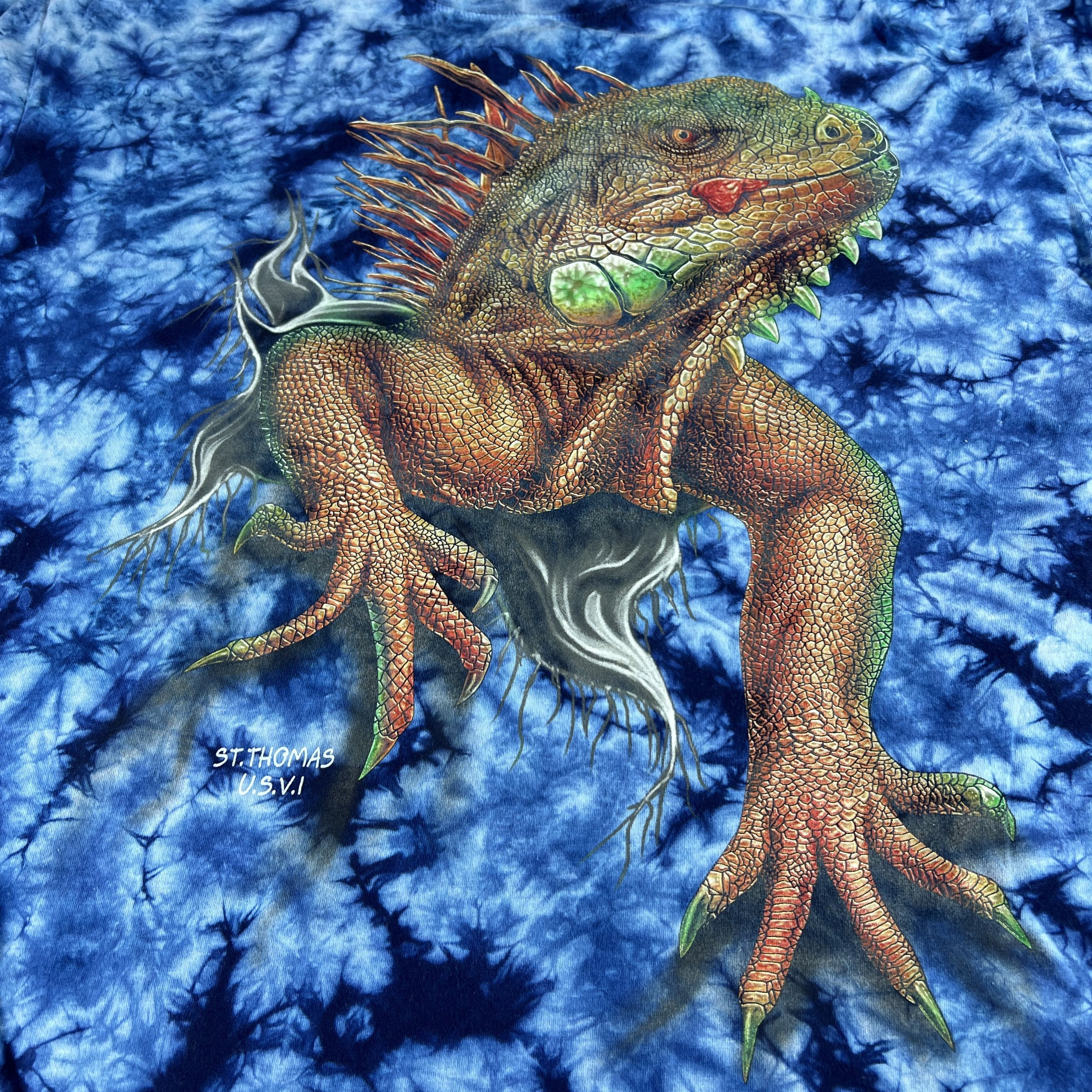 Vintage VTG Caballo Iguana Shirt Tie Dye Bust Out Big Graphic Tee Size US XL / EU 56 / 4 - 2 Thumbnail