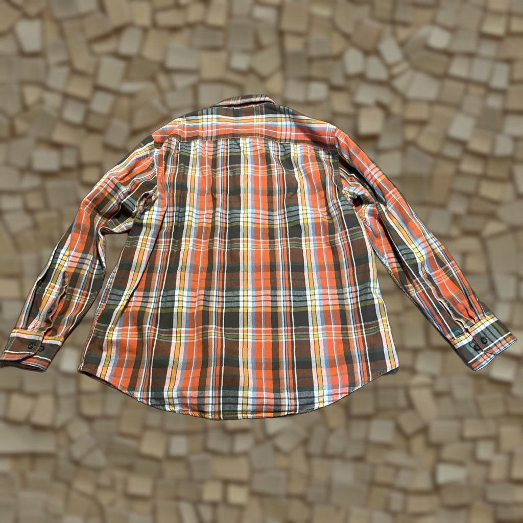 Vintage G.H. Bass & Co. Shirt Mens L Orange Green White Plaid Button Up Size US L / EU 52-54 / 3 - 1 Thumbnail
