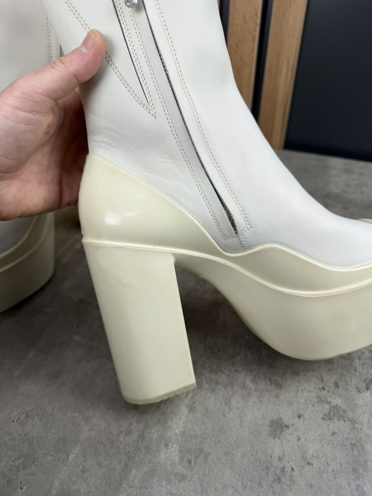 Peter Do at.kollektive x Peter Do Leather Platform Ankle Boots White Size US 10 / IT 40 - 12 Thumbnail
