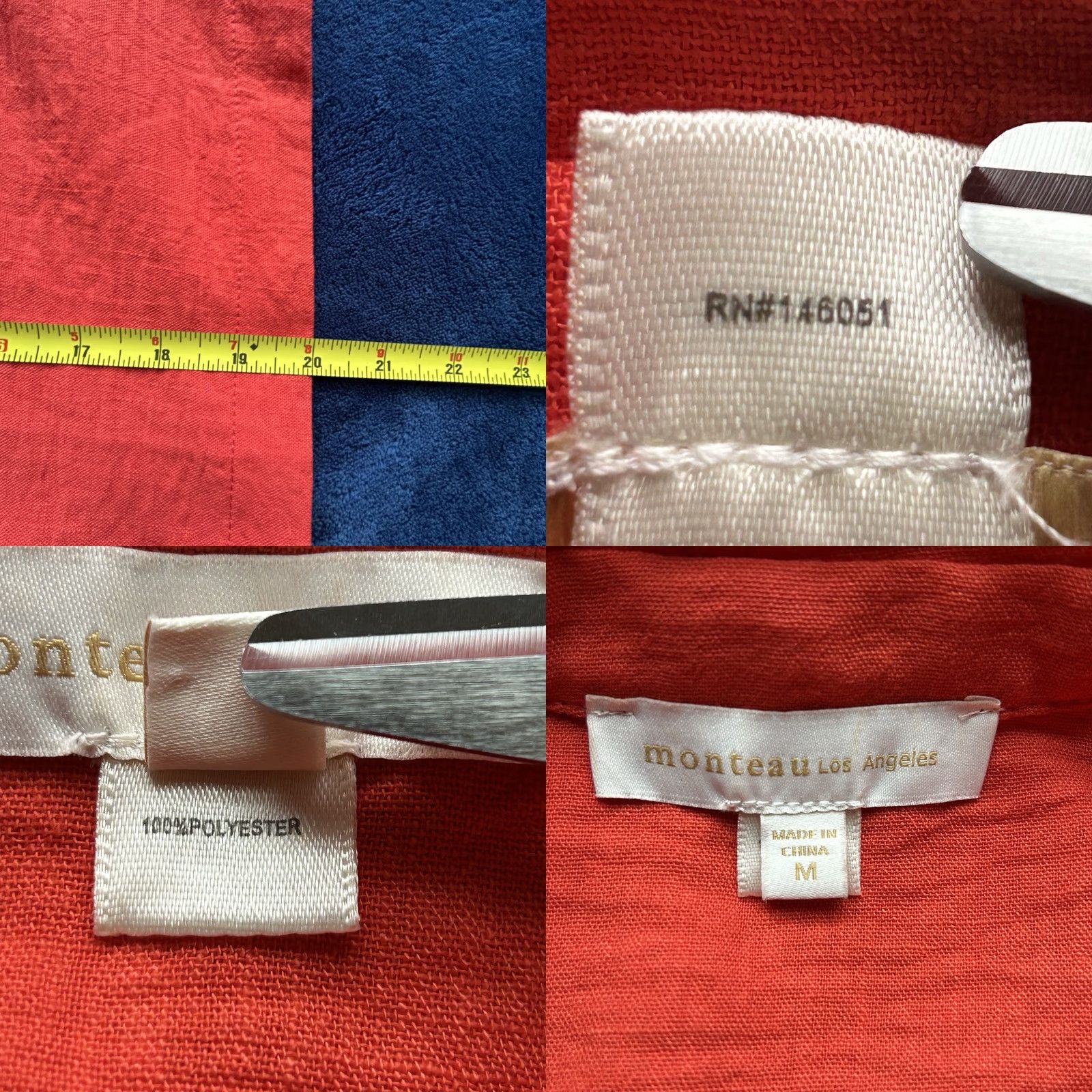 Vintage Monteau Los Angeles Tank Top Shirt Women Medium Coral Sleeveless Button Up Collared Knit Polyester Casual Party/Cocktail Womens Size M / US 6-8 / IT 42-44 - 9 Thumbnail