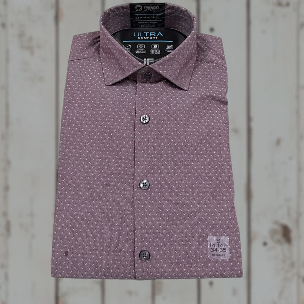 Vintage J Ferrar Shirt Mens Small Burgundy Stretch Print Regular Fit Ultra Comfort Shirt Size US S / EU 44-46 / 1 - 1 Thumbnail